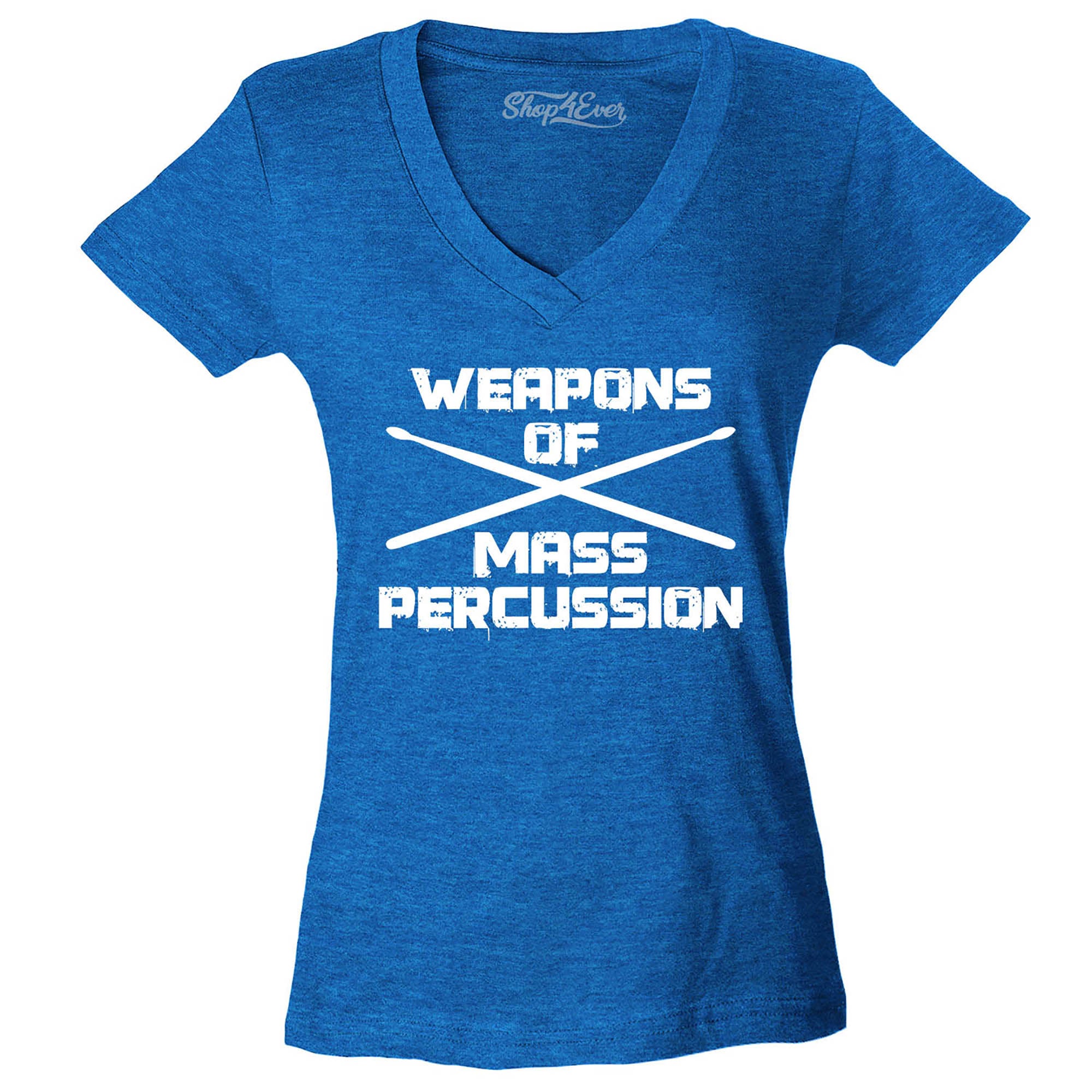 Weapons of Mass Percussion Drumsticks Drummer Women's V-Neck T-Shirt Slim Fit