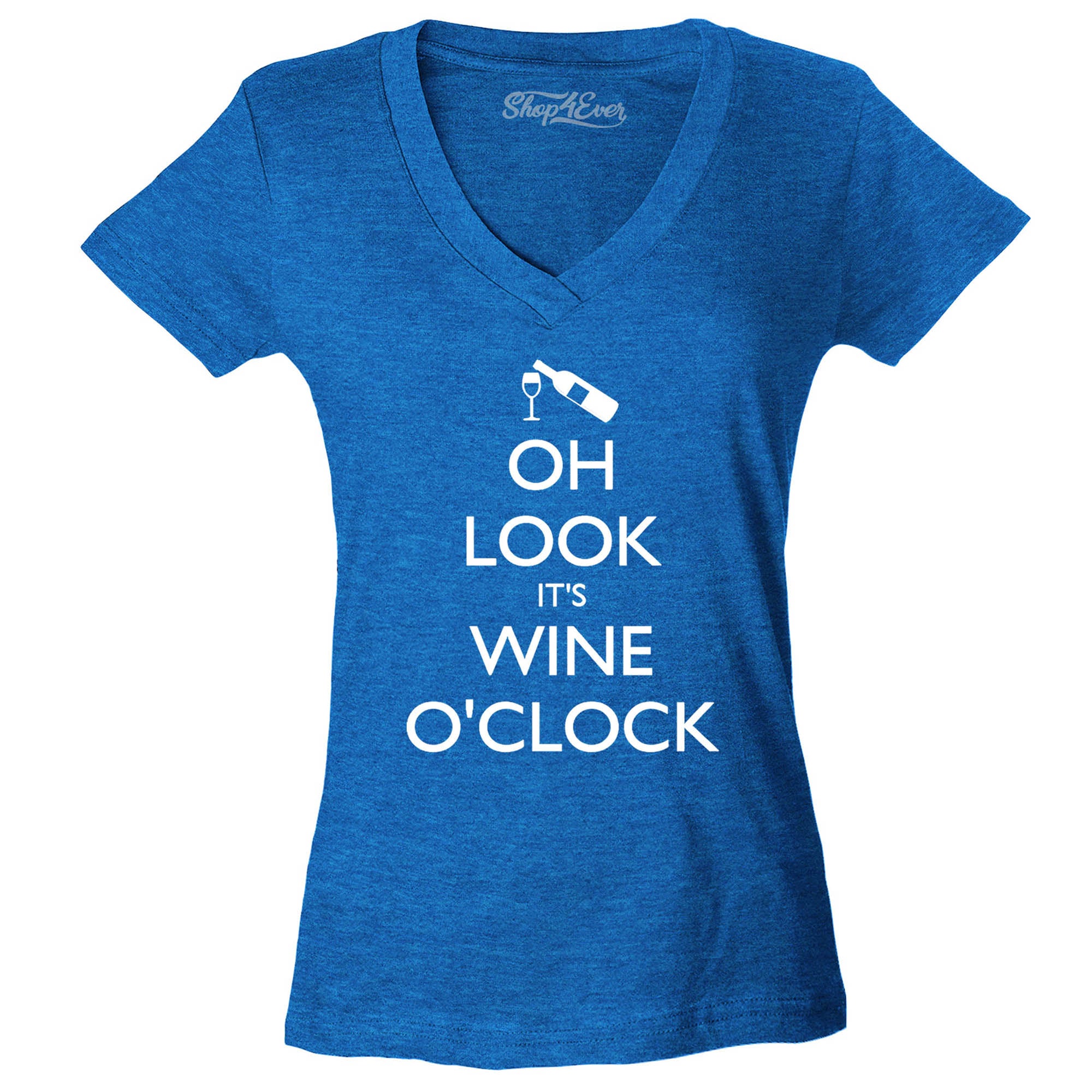Oh Look It's Wine O'clock Women's V-Neck Drinking Shirts Slim FIT