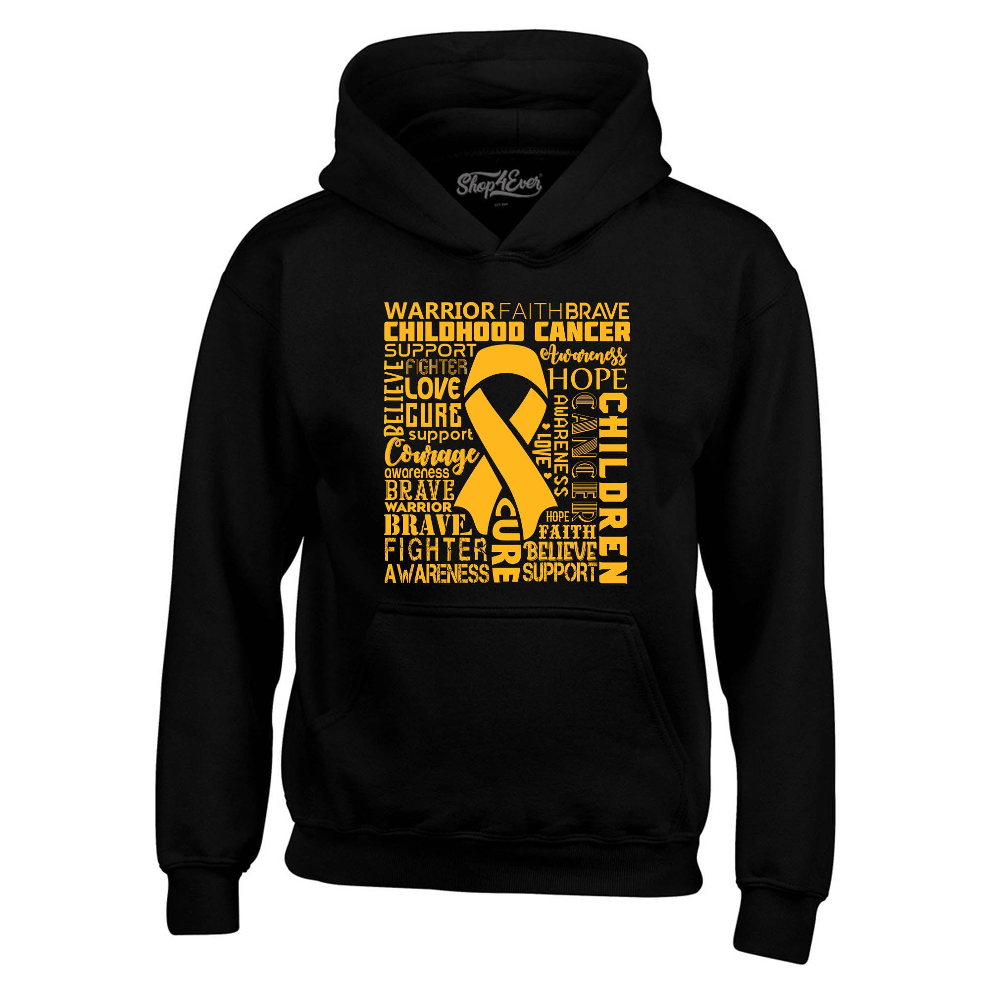 Childhood Cancer Awareness Gold Ribbon Word Cloud Hoodie Sweatshirts