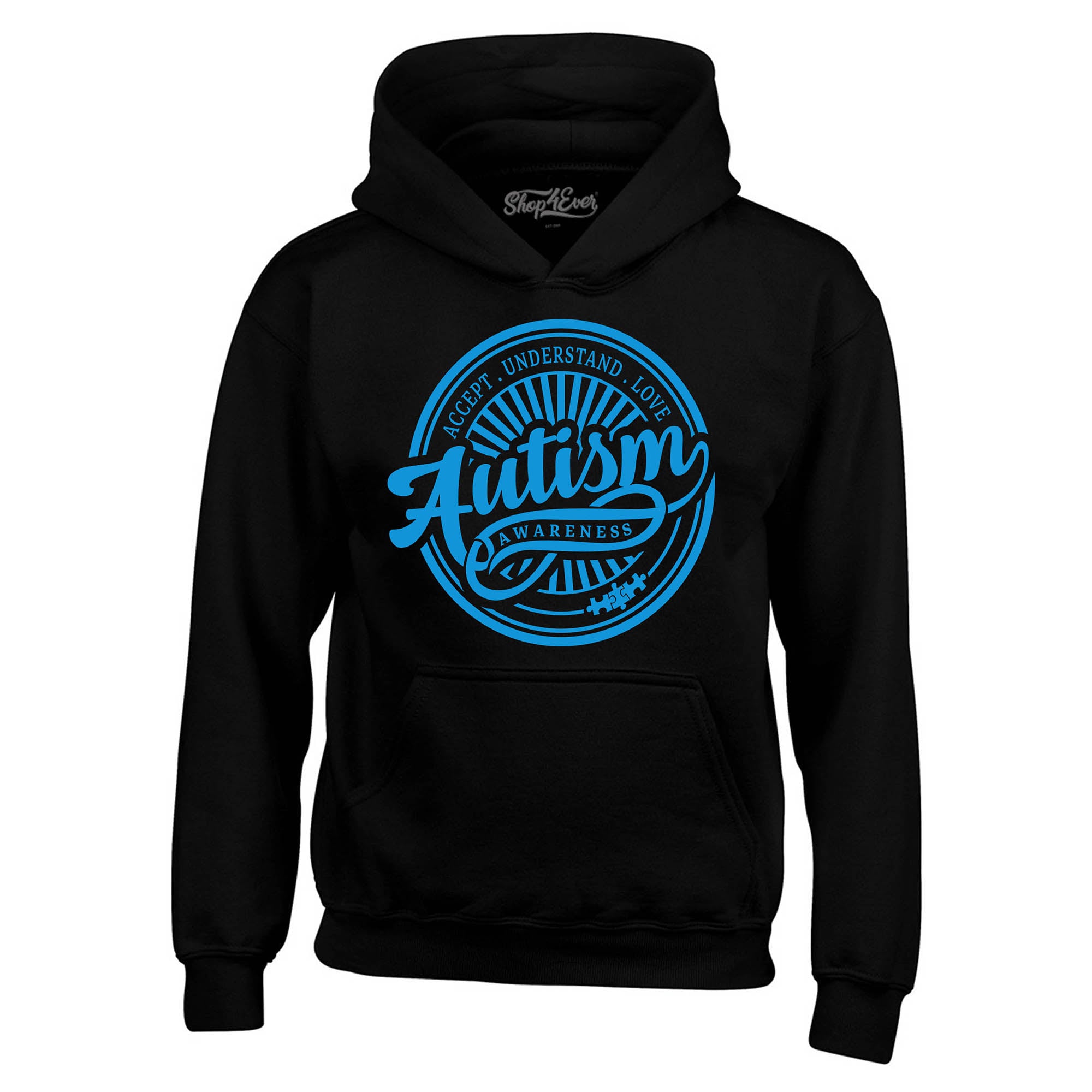 Autism Awareness Accept Understand Love Blue Circle Hoodie Sweatshirts