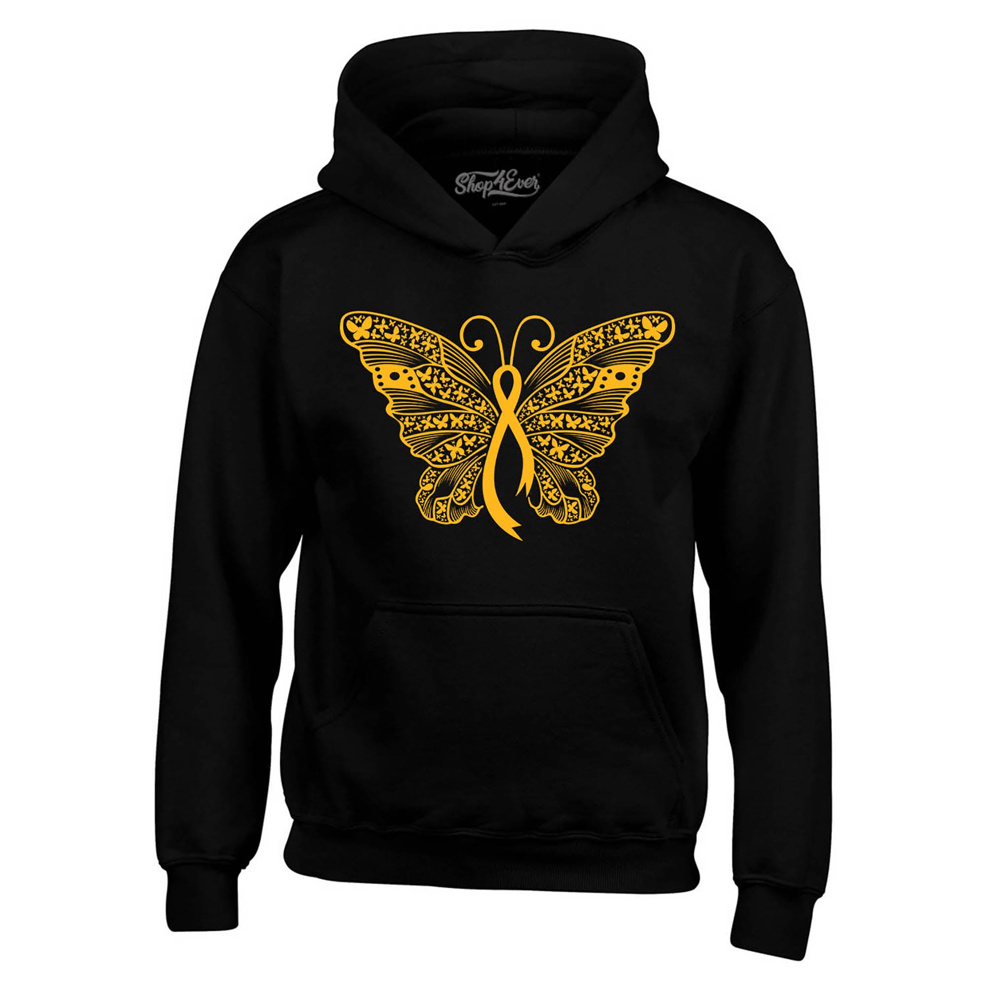 Gold Ribbon Butterfly Childhood Cancer Awareness Hoodie Sweatshirts