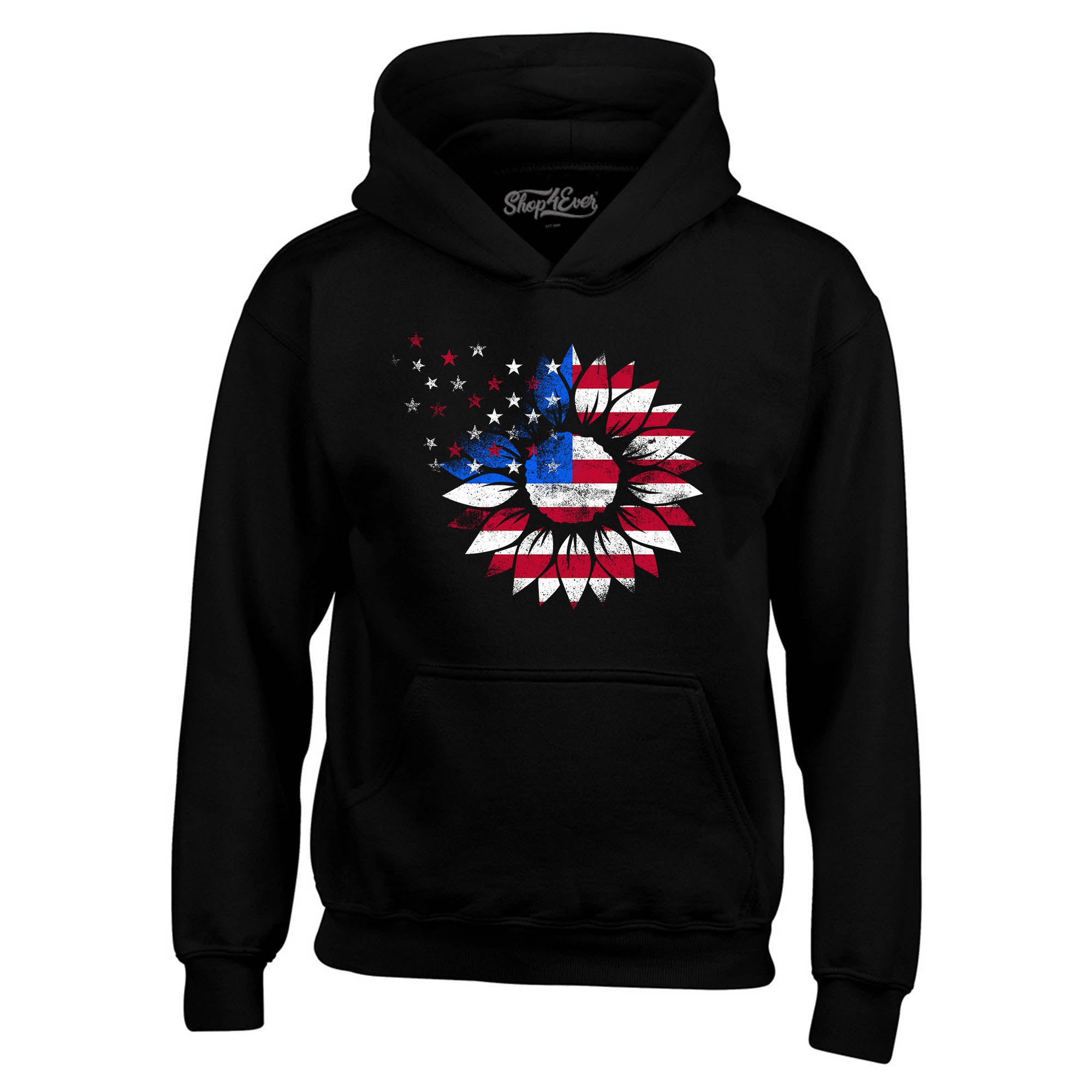 American Flag Sunflower Flower Star 4th of July Hoodie Sweatshirts