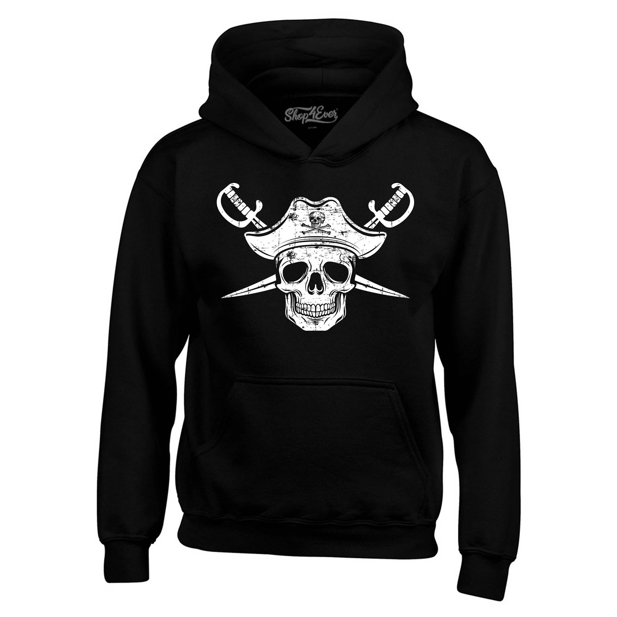 White Pirate Captain Skull with Scimitars Hoodie Sweatshirts