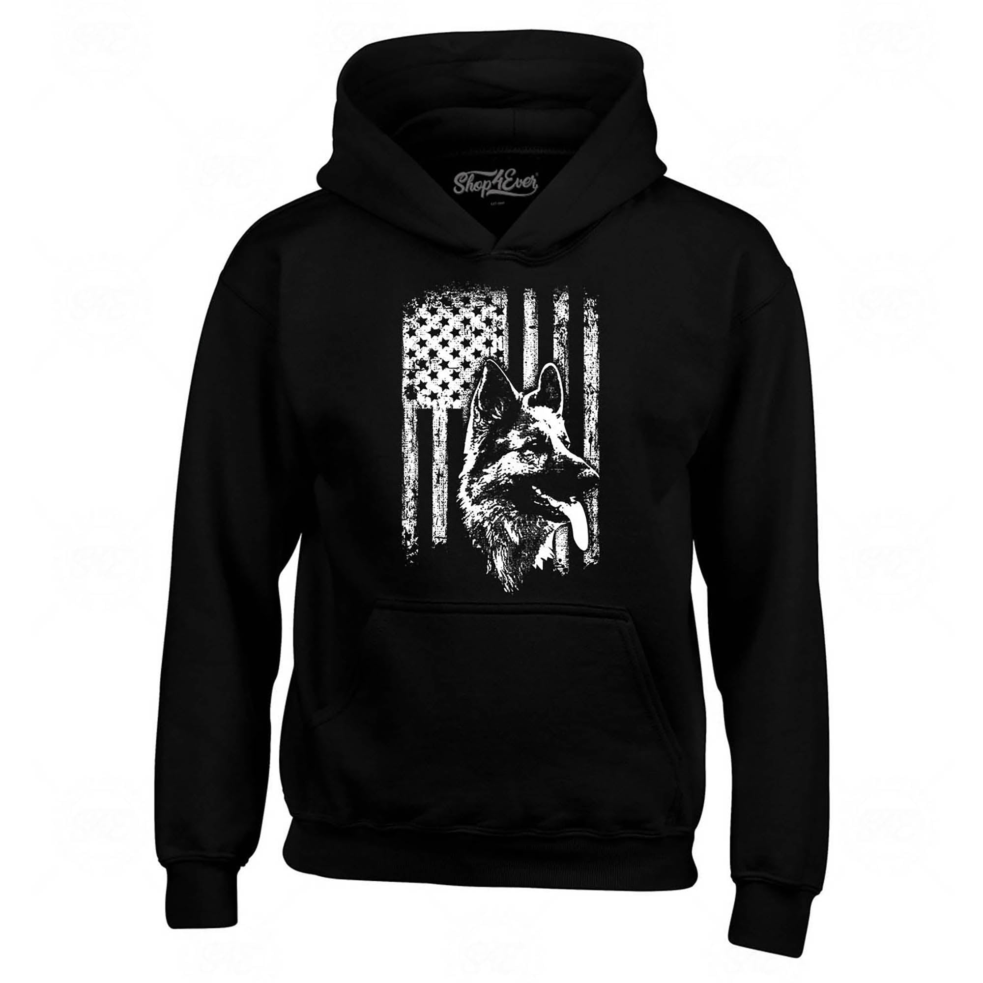 German Shepherd American Flag Hoodie Sweatshirts