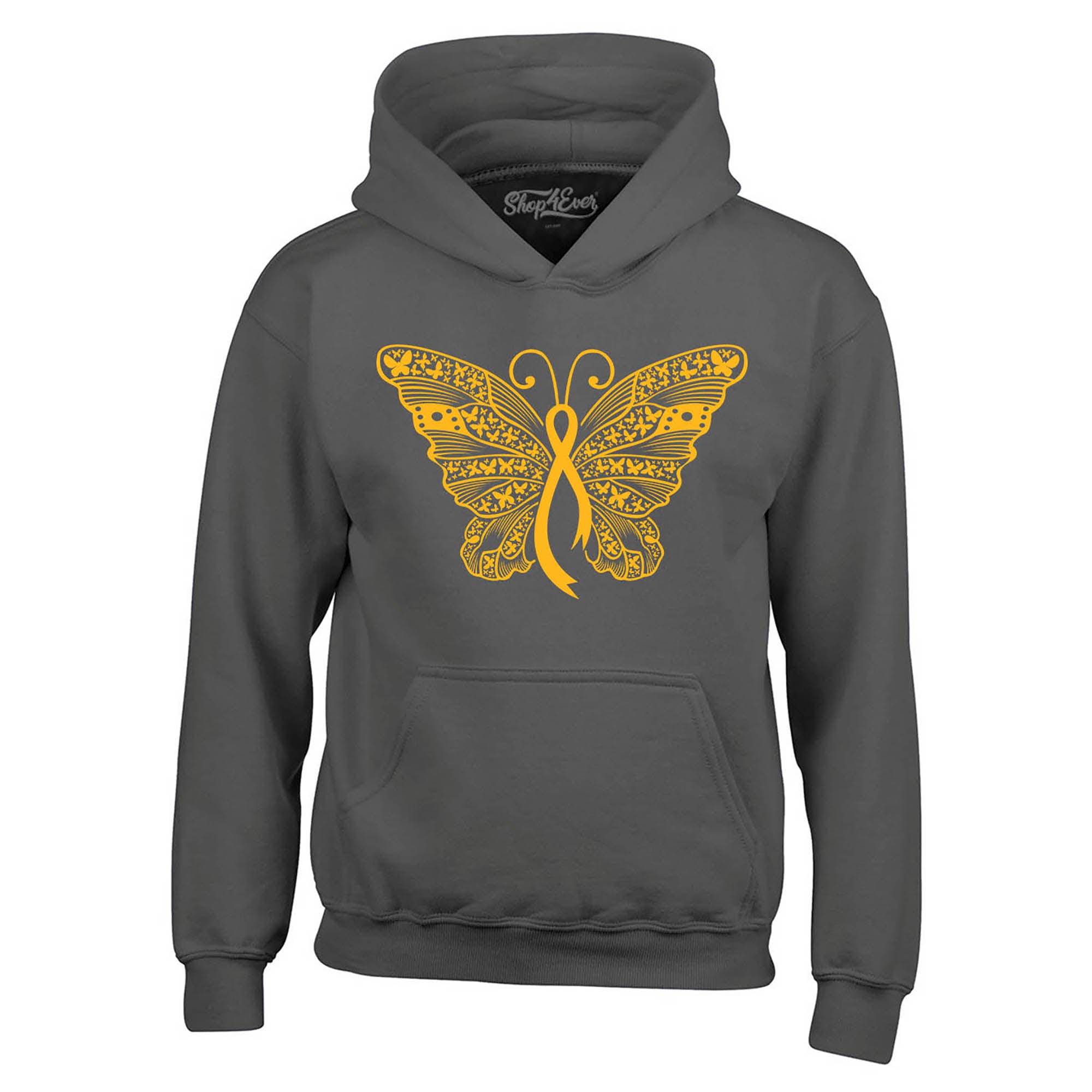 Gold Ribbon Butterfly Childhood Cancer Awareness Hoodie Sweatshirts