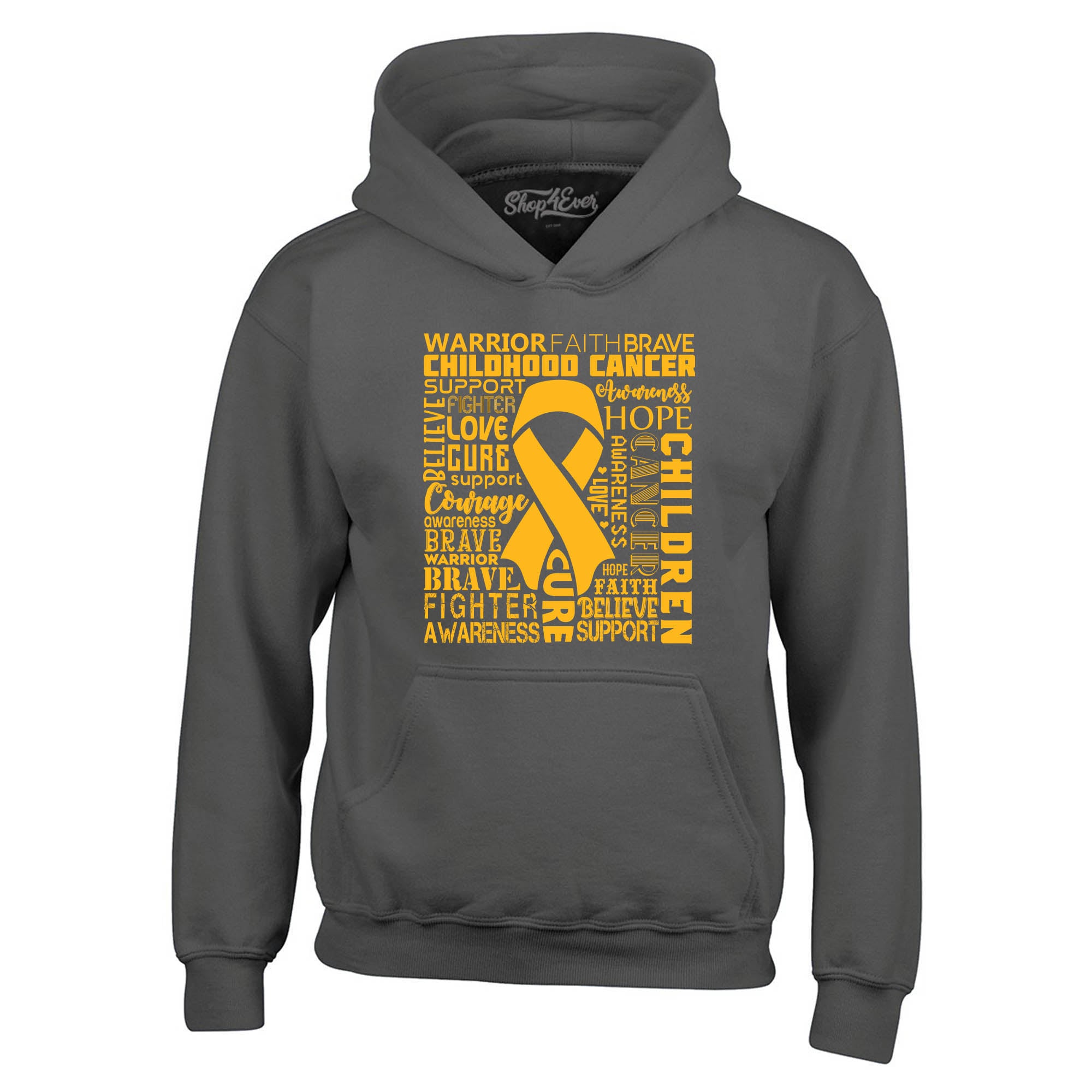 Childhood Cancer Awareness Gold Ribbon Word Cloud Hoodie Sweatshirts