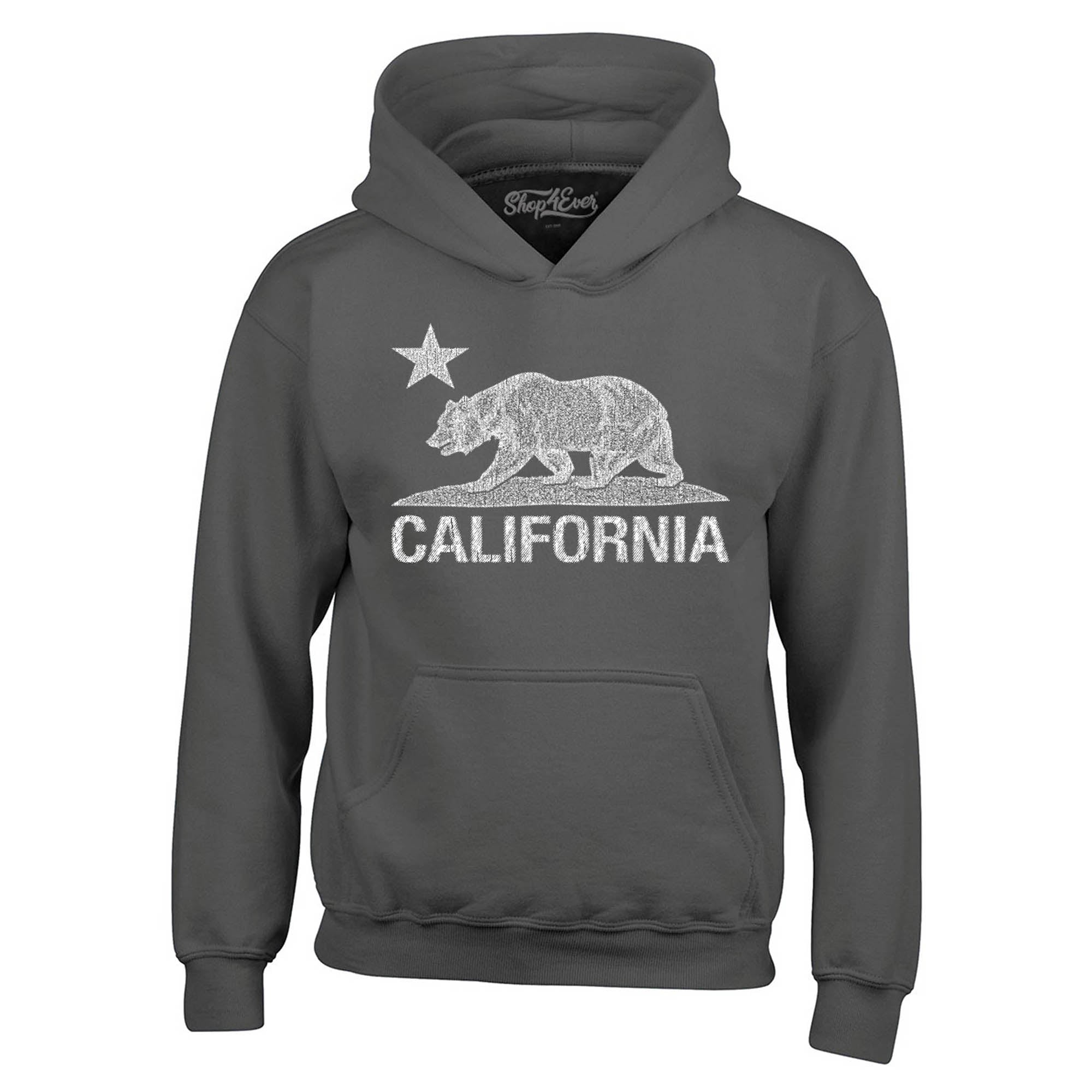 California Distressed White Bear Hoodies Cali Sweatshirts