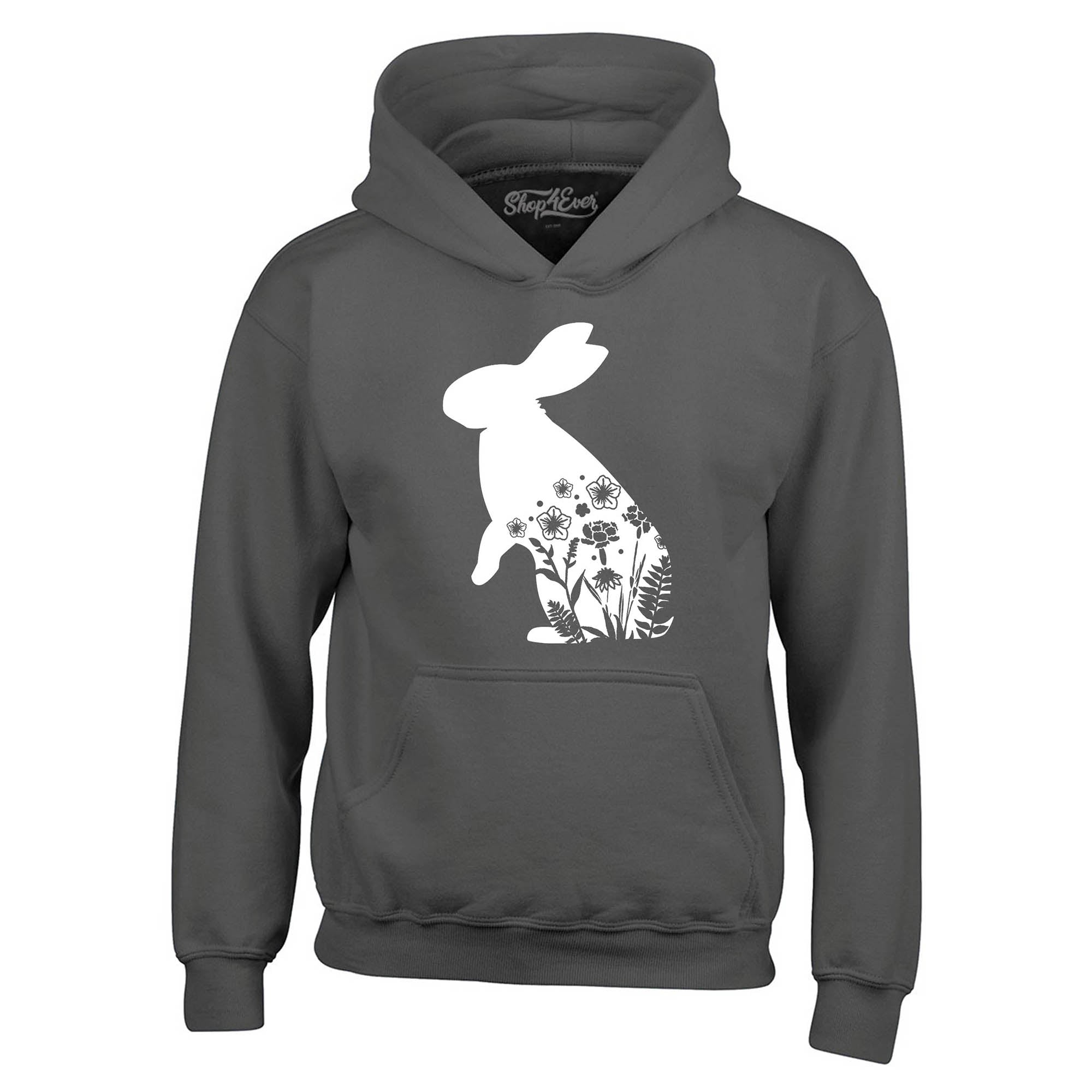 Floral Easter Bunny Rabbit with Spring Flowers Hoodie Sweatshirts