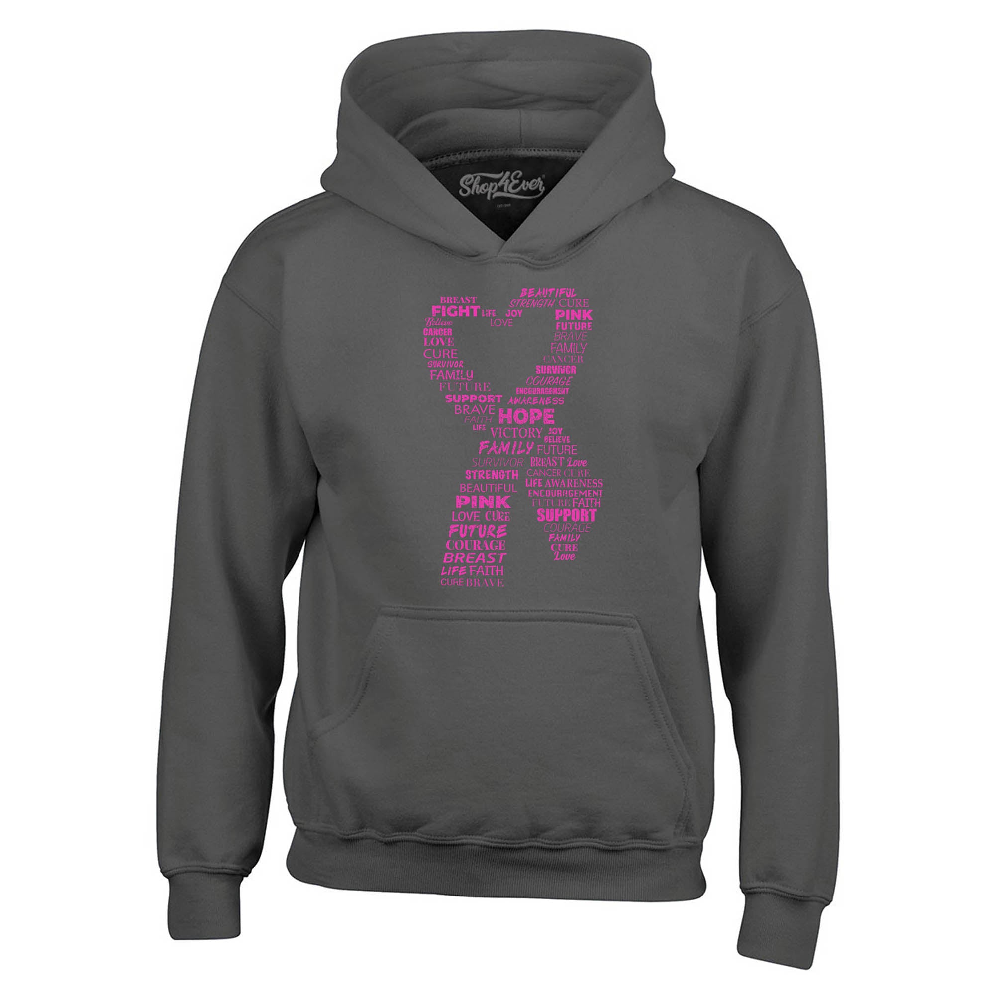 Pink Heart Ribbon Montage Breast Cancer Word Cloud Hoodie Sweatshirts