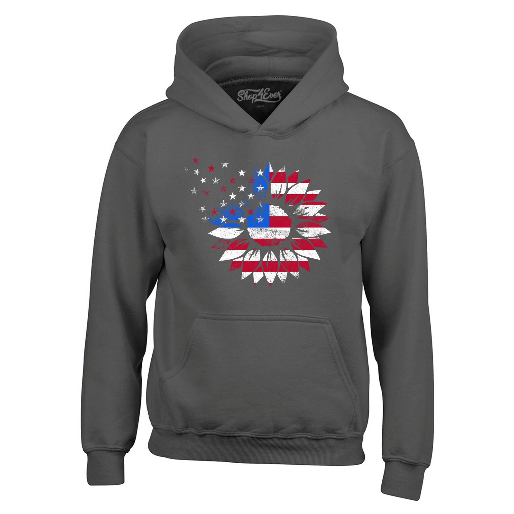 American Flag Sunflower Flower Star 4th of July Hoodie Sweatshirts