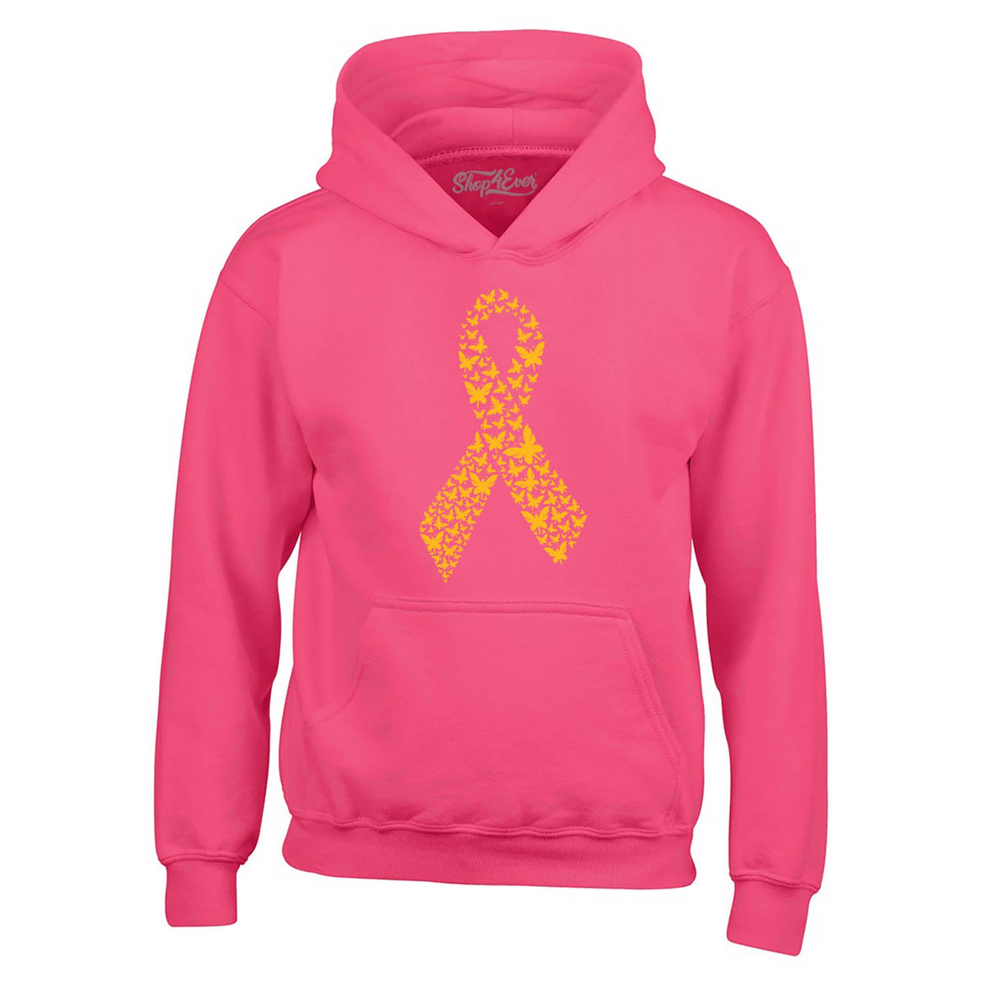 Gold Butterfly Ribbon Childhood Cancer Awareness Hoodie Sweatshirts