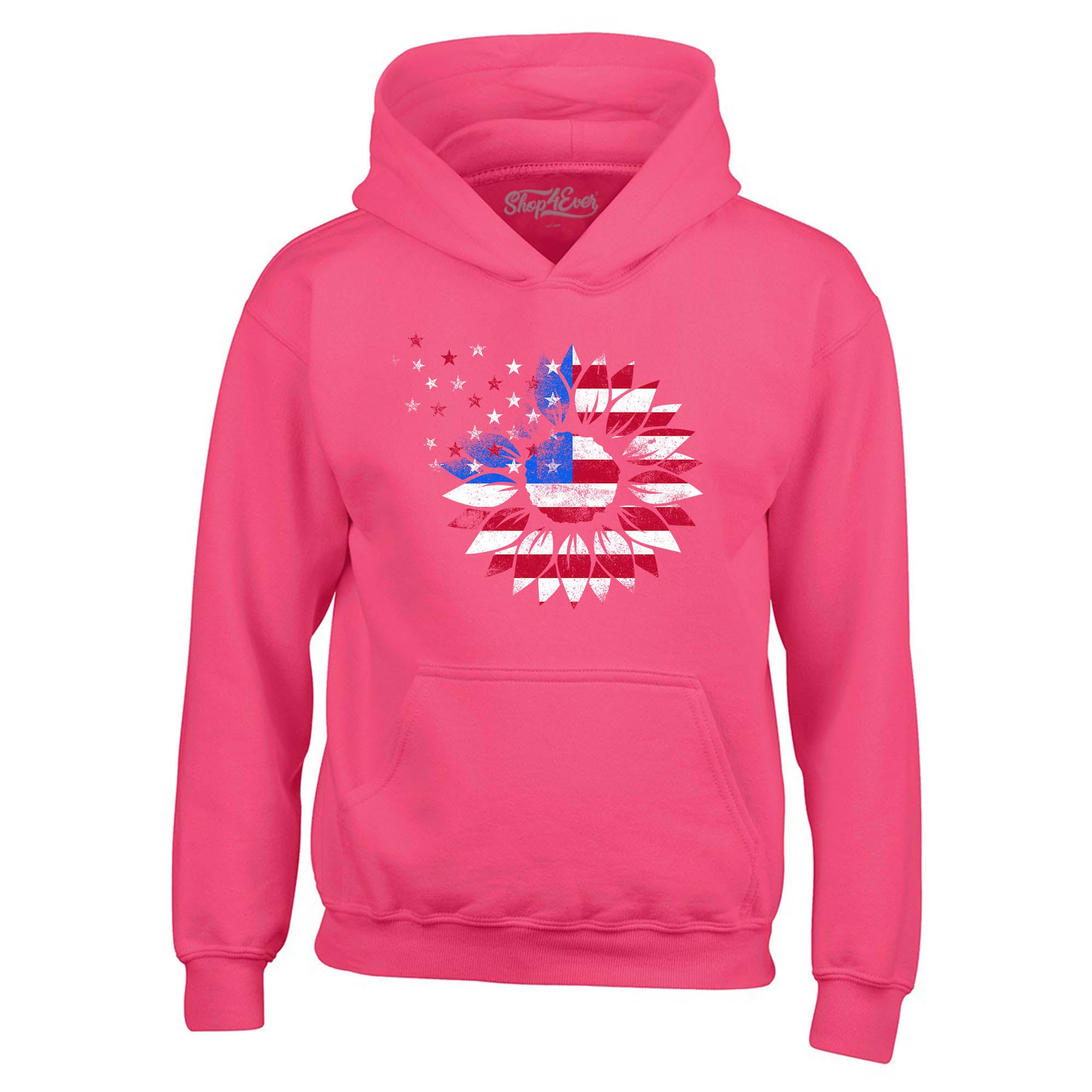 American Flag Sunflower Flower Star 4th of July Hoodie Sweatshirts