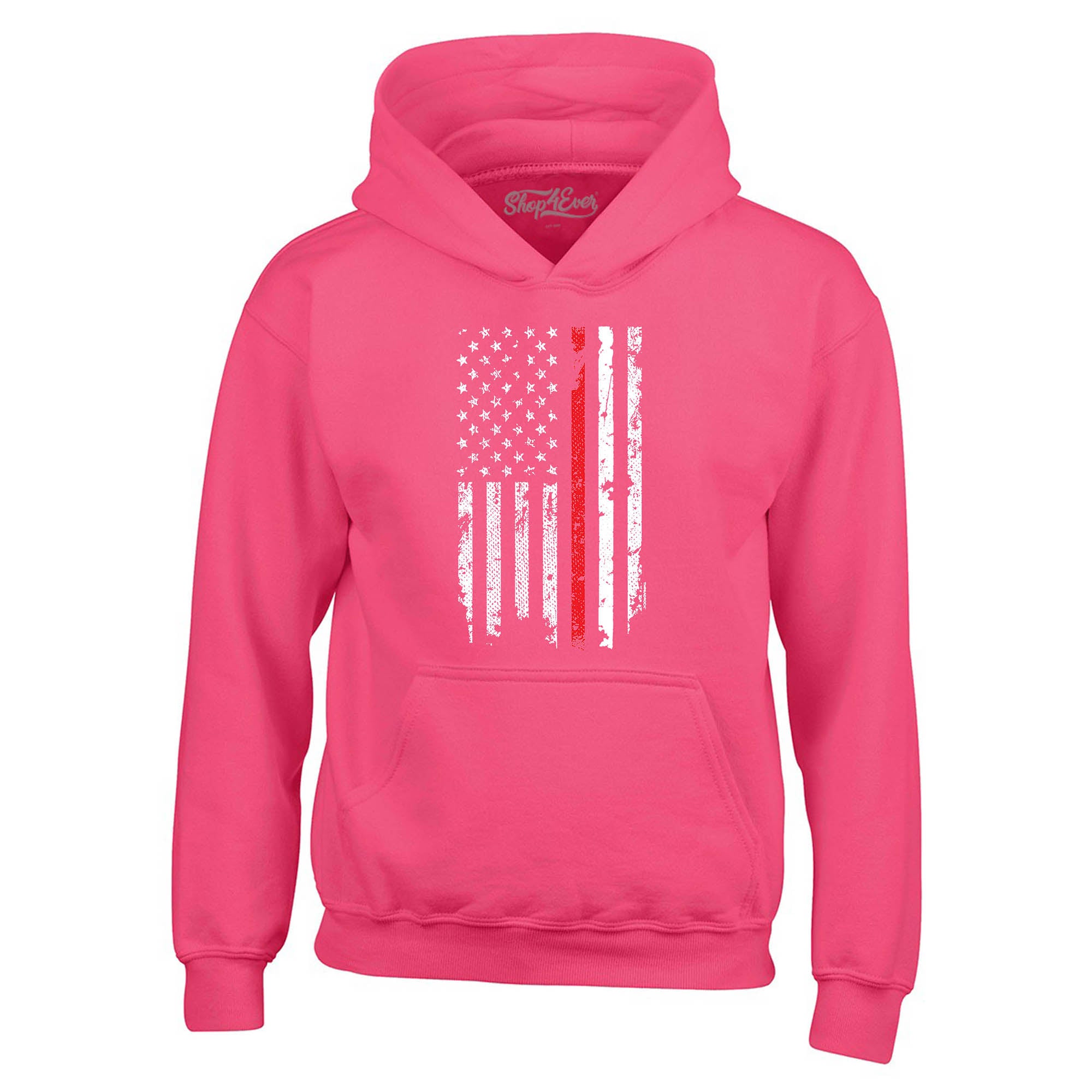 Firefighter American Flag Red Line Stripe USA 4th of July Hoodie Sweatshirts