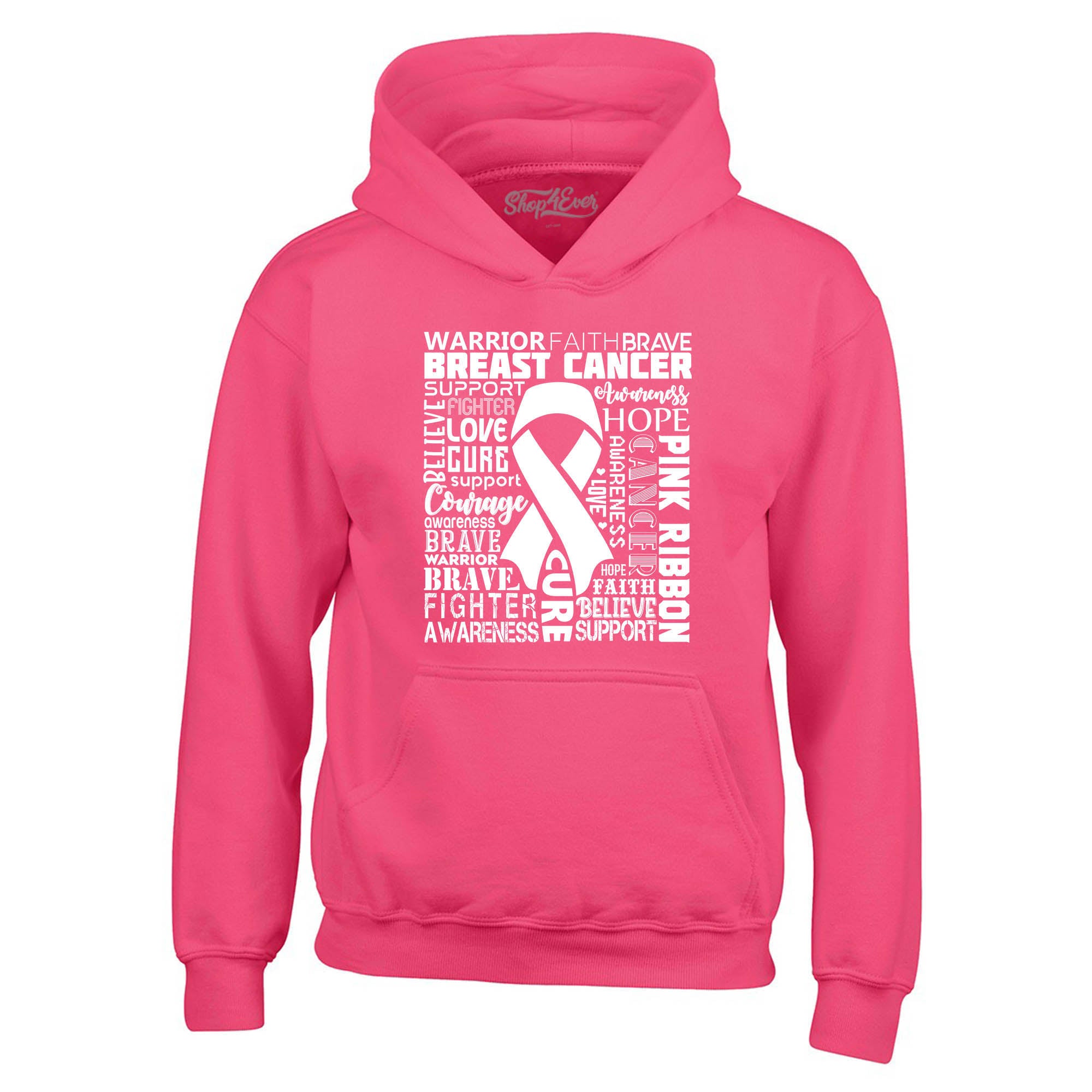 Breast Cancer Awareness White Ribbon Word Cloud Hoodie Sweatshirts