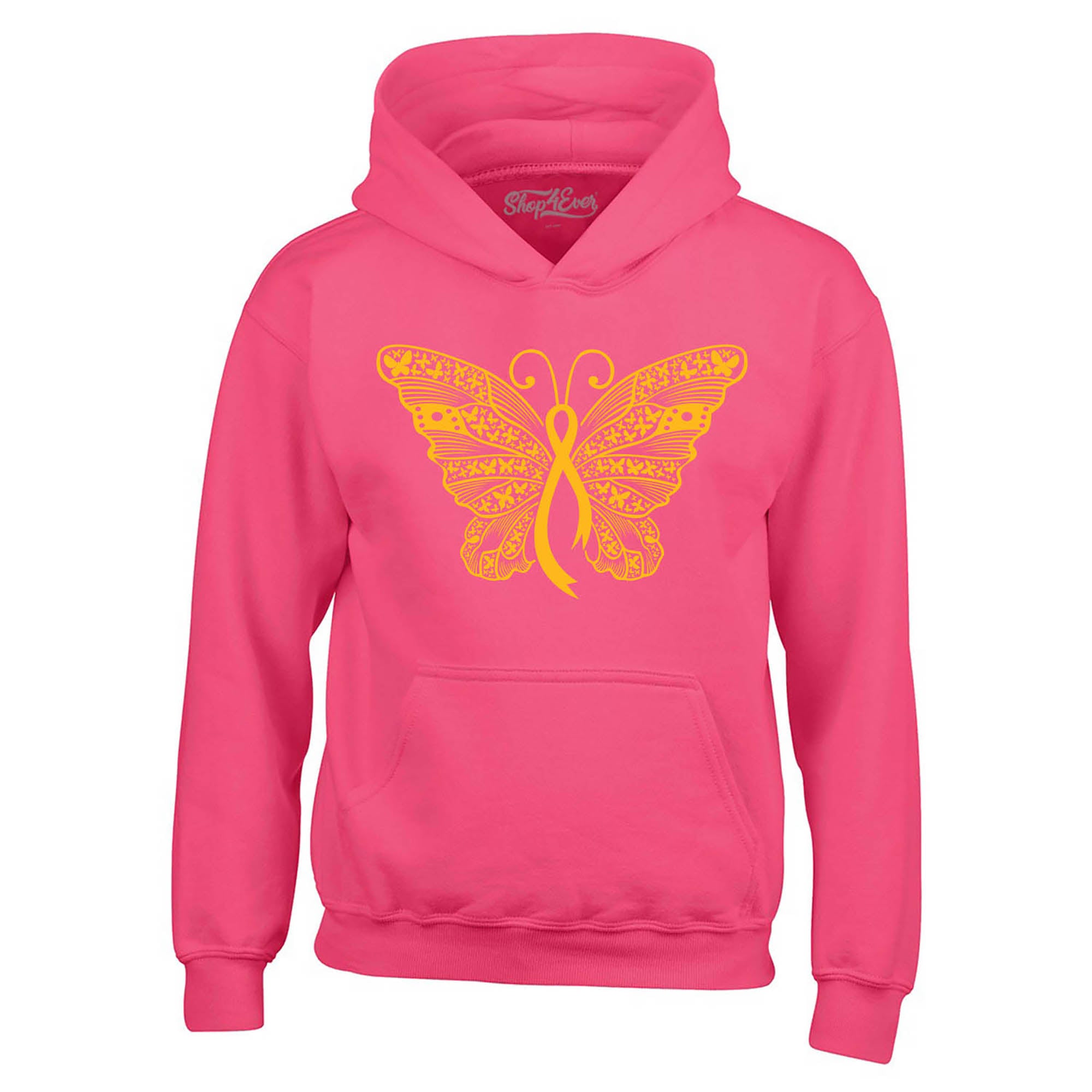 Gold Ribbon Butterfly Childhood Cancer Awareness Hoodie Sweatshirts