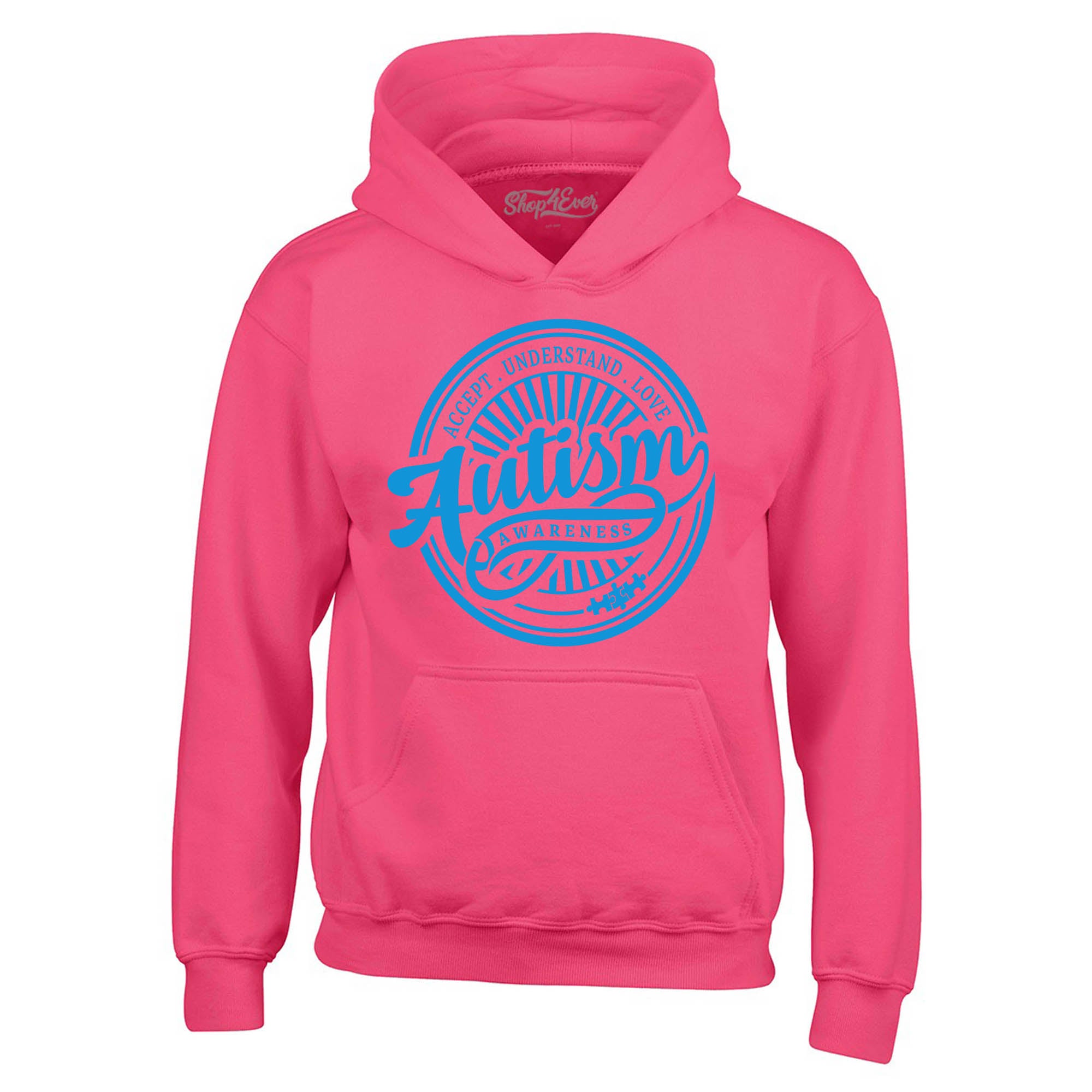 Autism Awareness Accept Understand Love Blue Circle Hoodie Sweatshirts