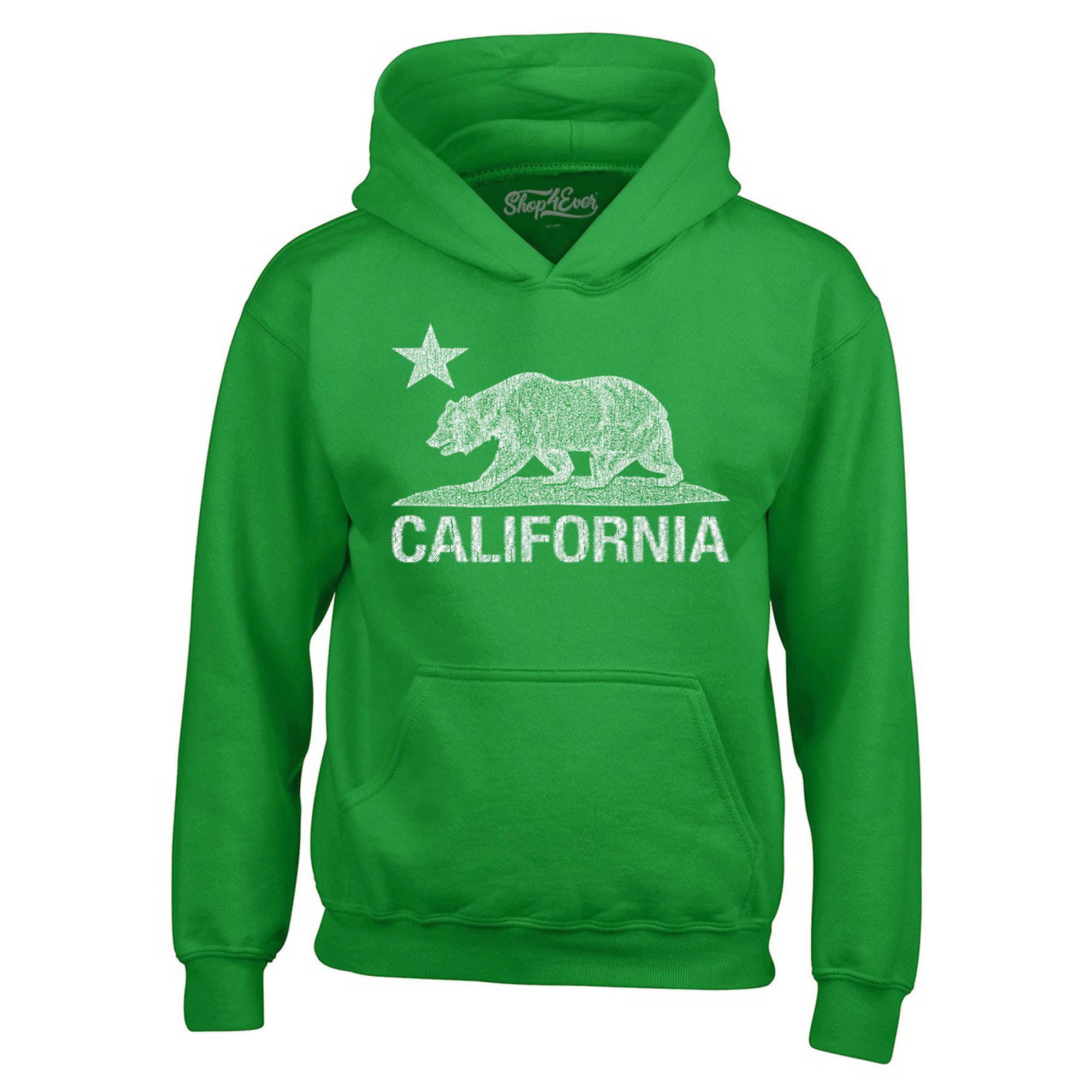 California Distressed White Bear Hoodies Cali Sweatshirts