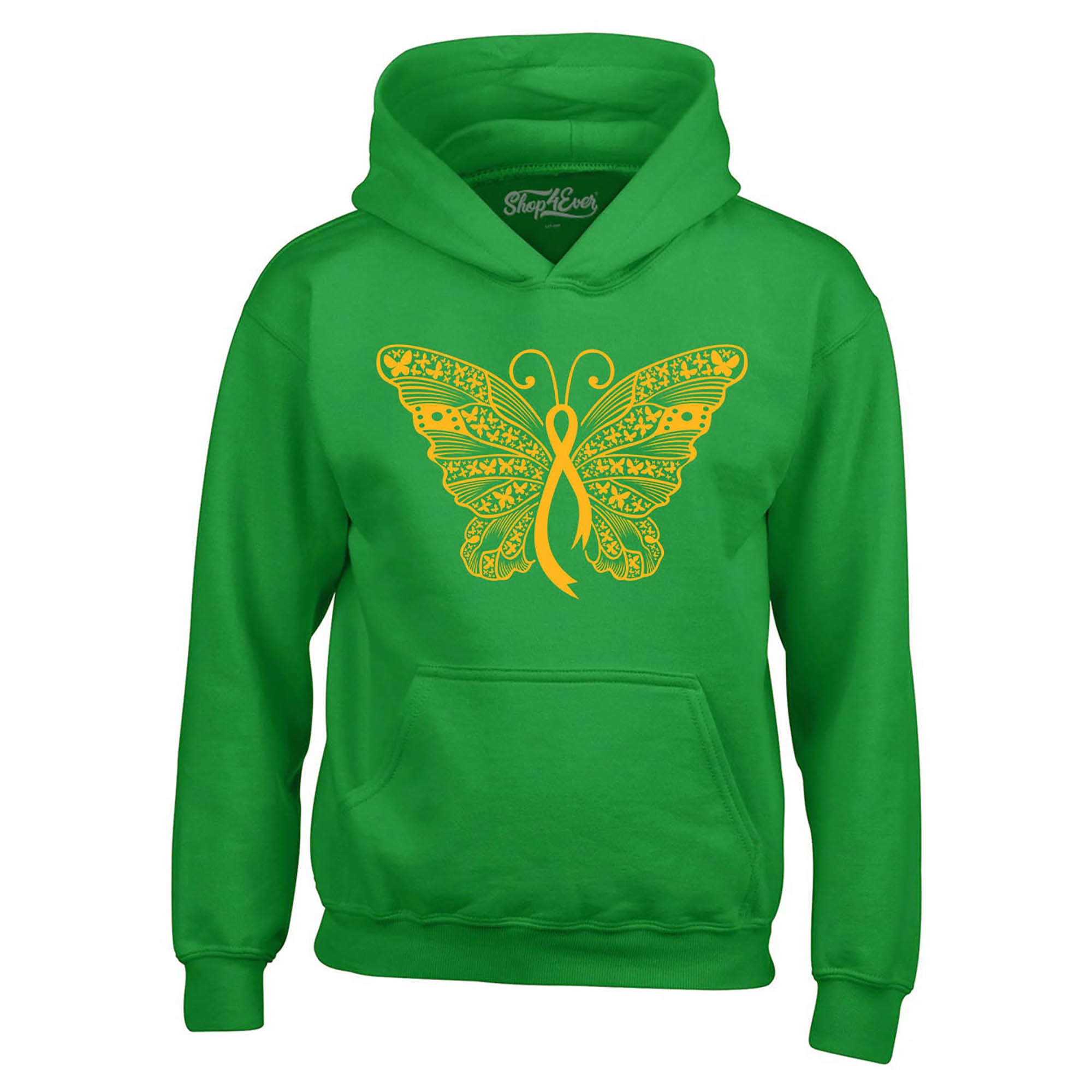 Gold Ribbon Butterfly Childhood Cancer Awareness Hoodie Sweatshirts