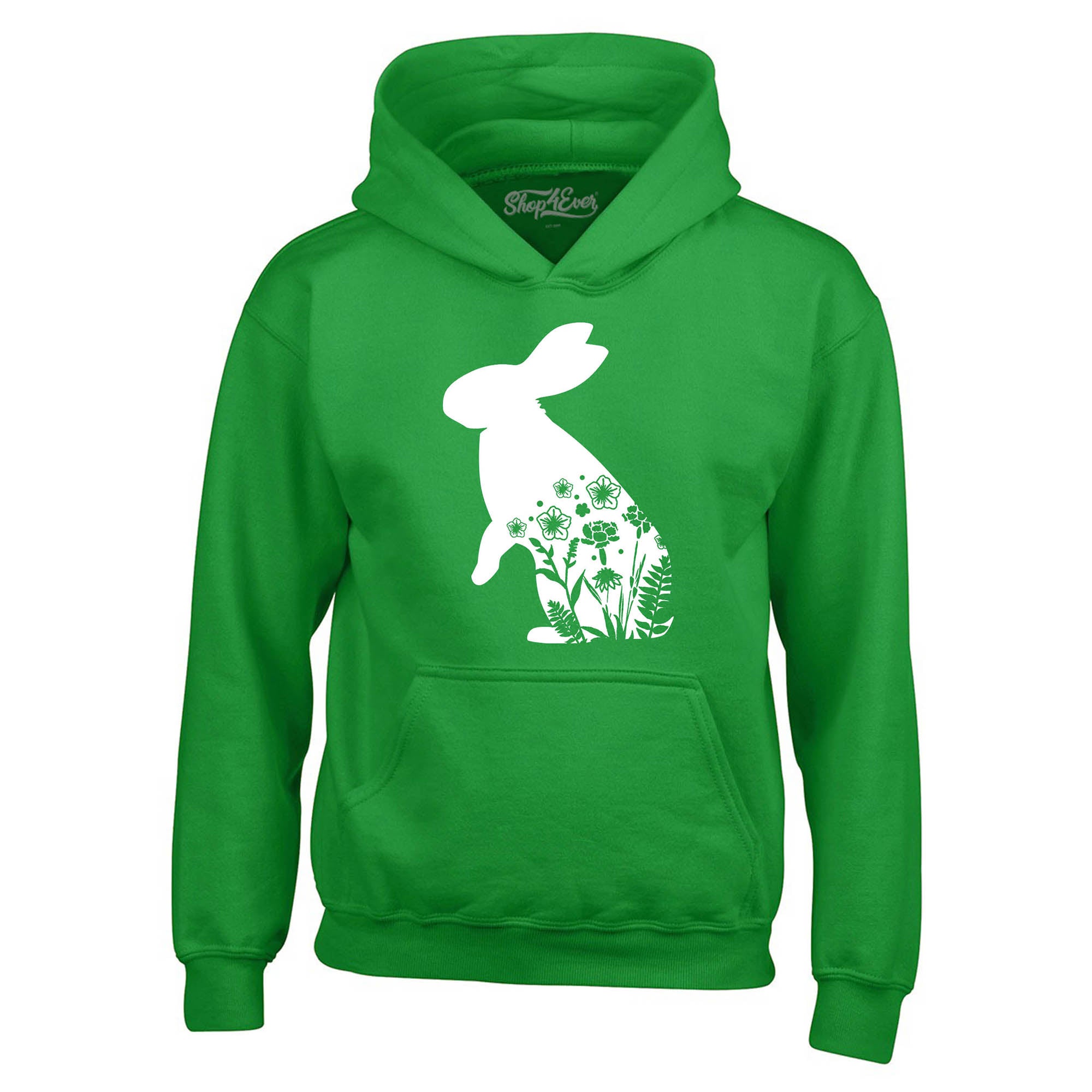 Floral Easter Bunny Rabbit with Spring Flowers Hoodie Sweatshirts