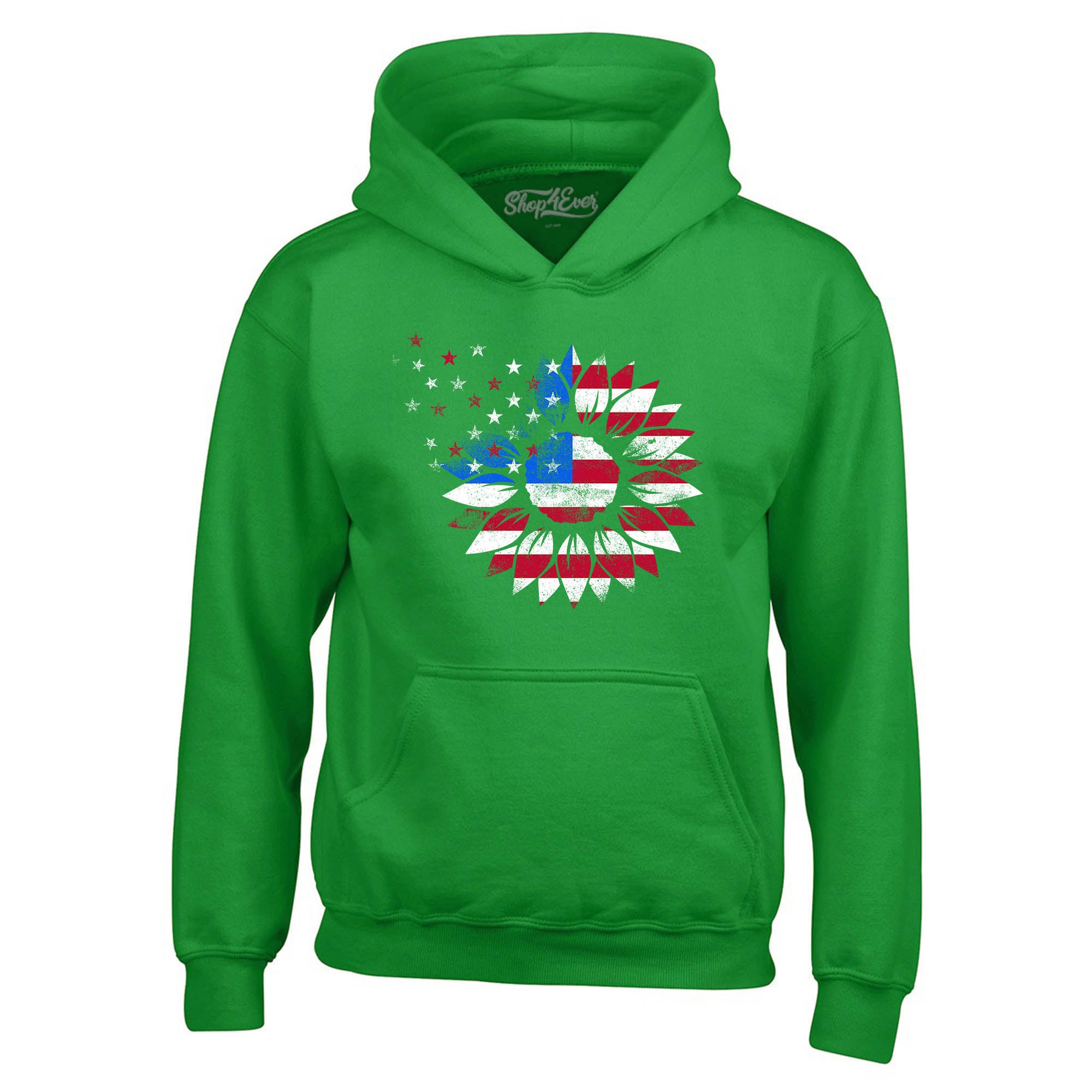 American Flag Sunflower Flower Star 4th of July Hoodie Sweatshirts