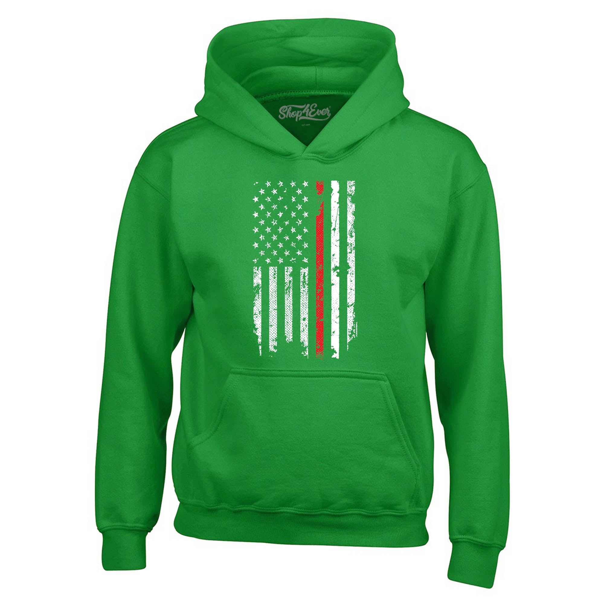 Firefighter American Flag Red Line Stripe USA 4th of July Hoodie Sweatshirts