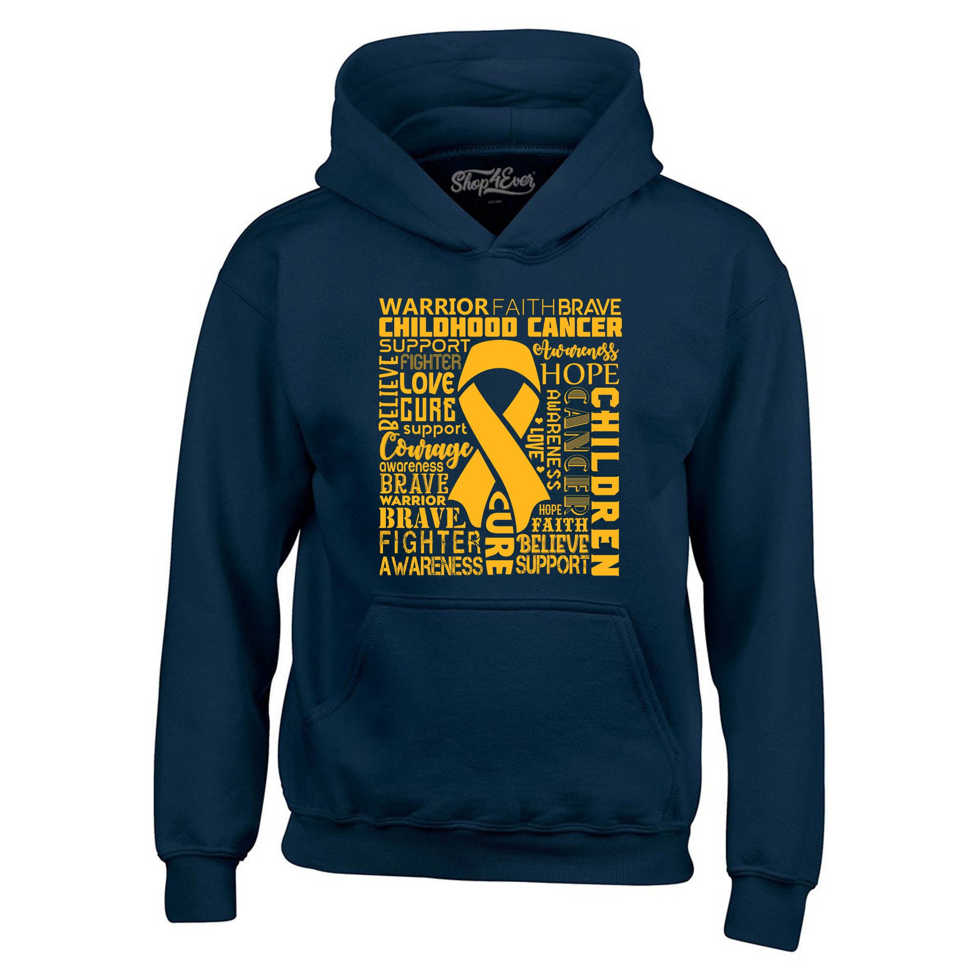 Childhood Cancer Awareness Gold Ribbon Word Cloud Hoodie Sweatshirts