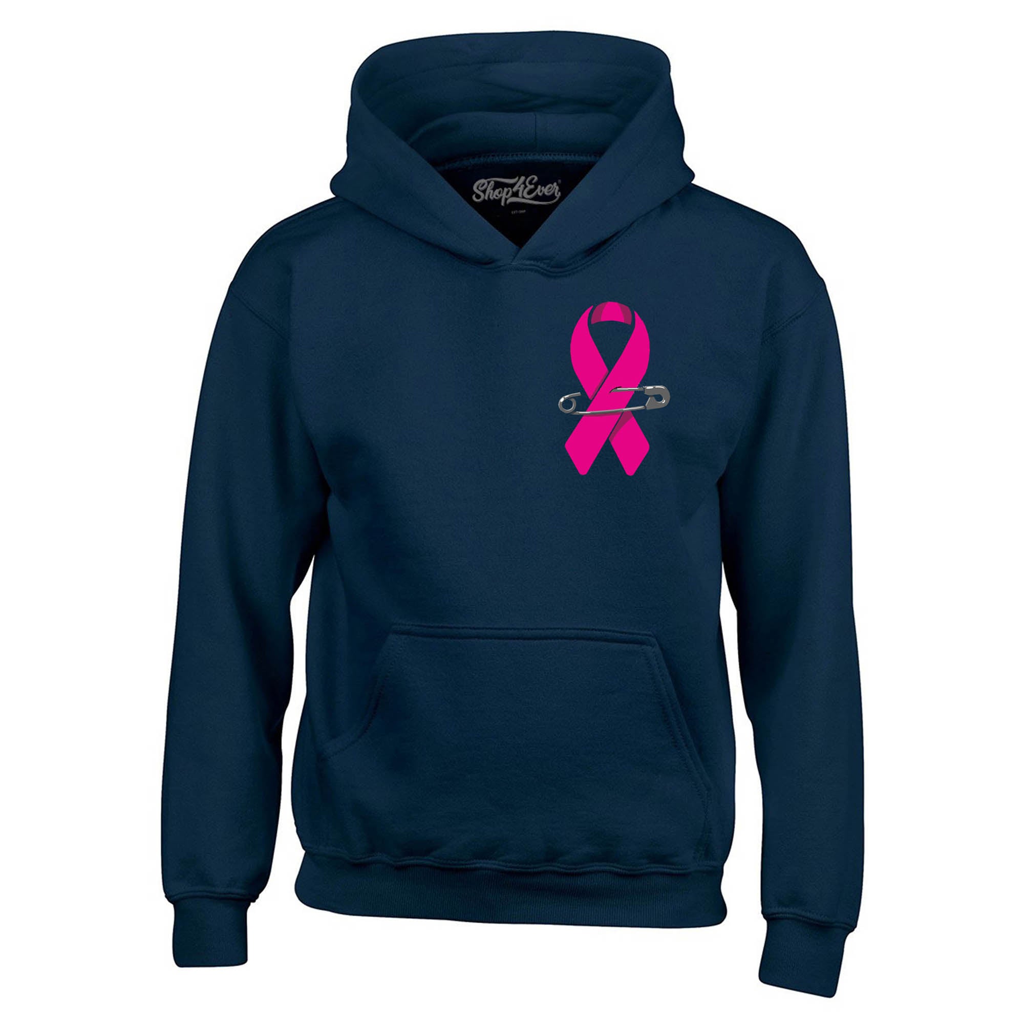 Pink Breast Cancer Ribbon Pin Support Awareness Hoodie Sweatshirts
