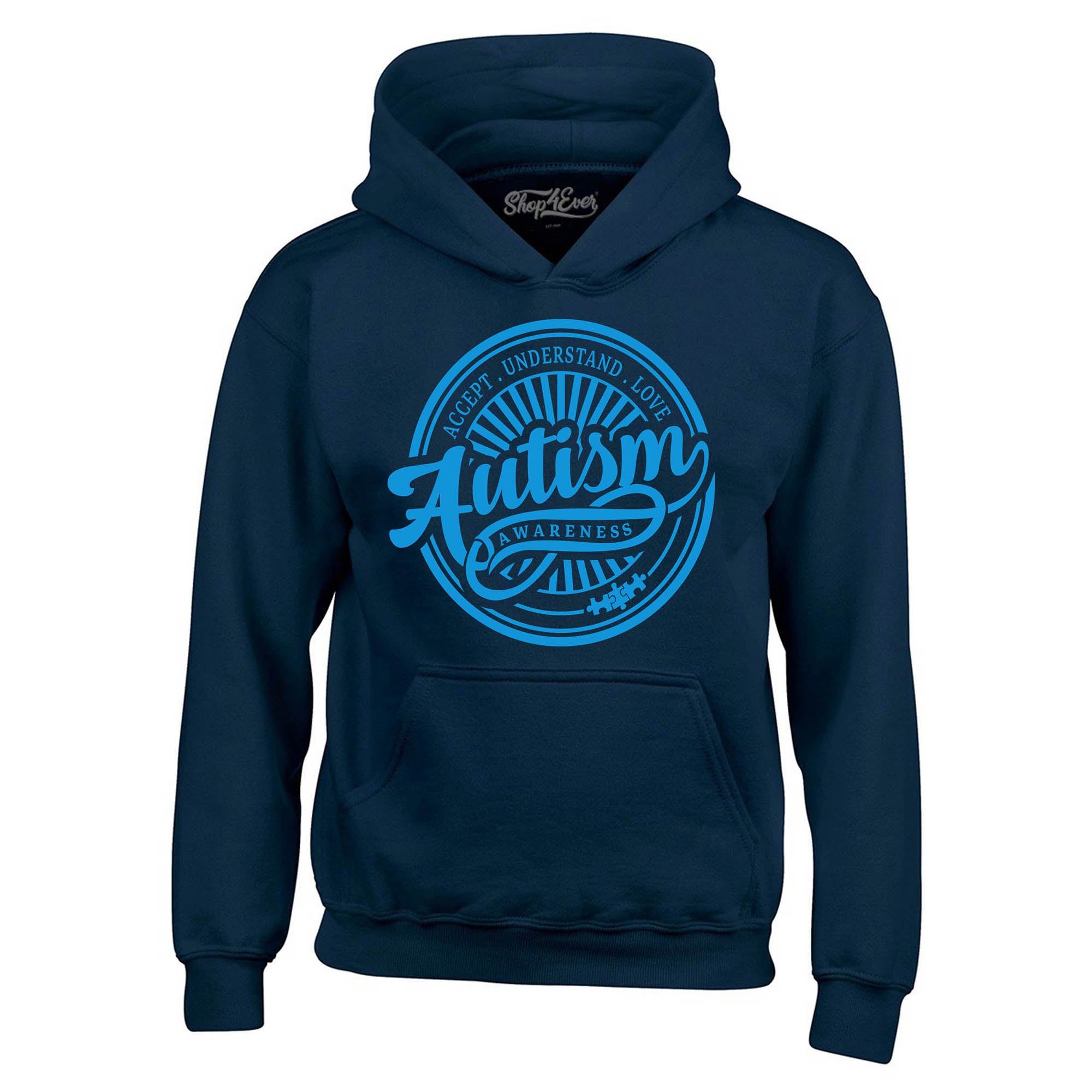 Autism Awareness Accept Understand Love Blue Circle Hoodie Sweatshirts