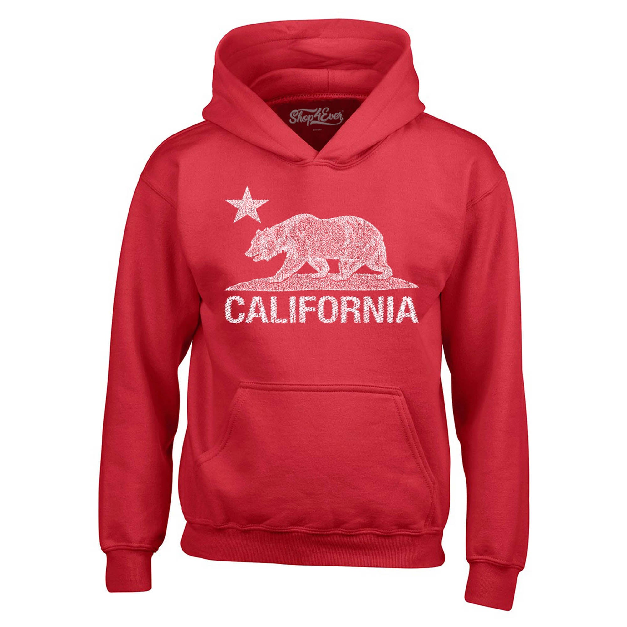 California Distressed White Bear Hoodies Cali Sweatshirts