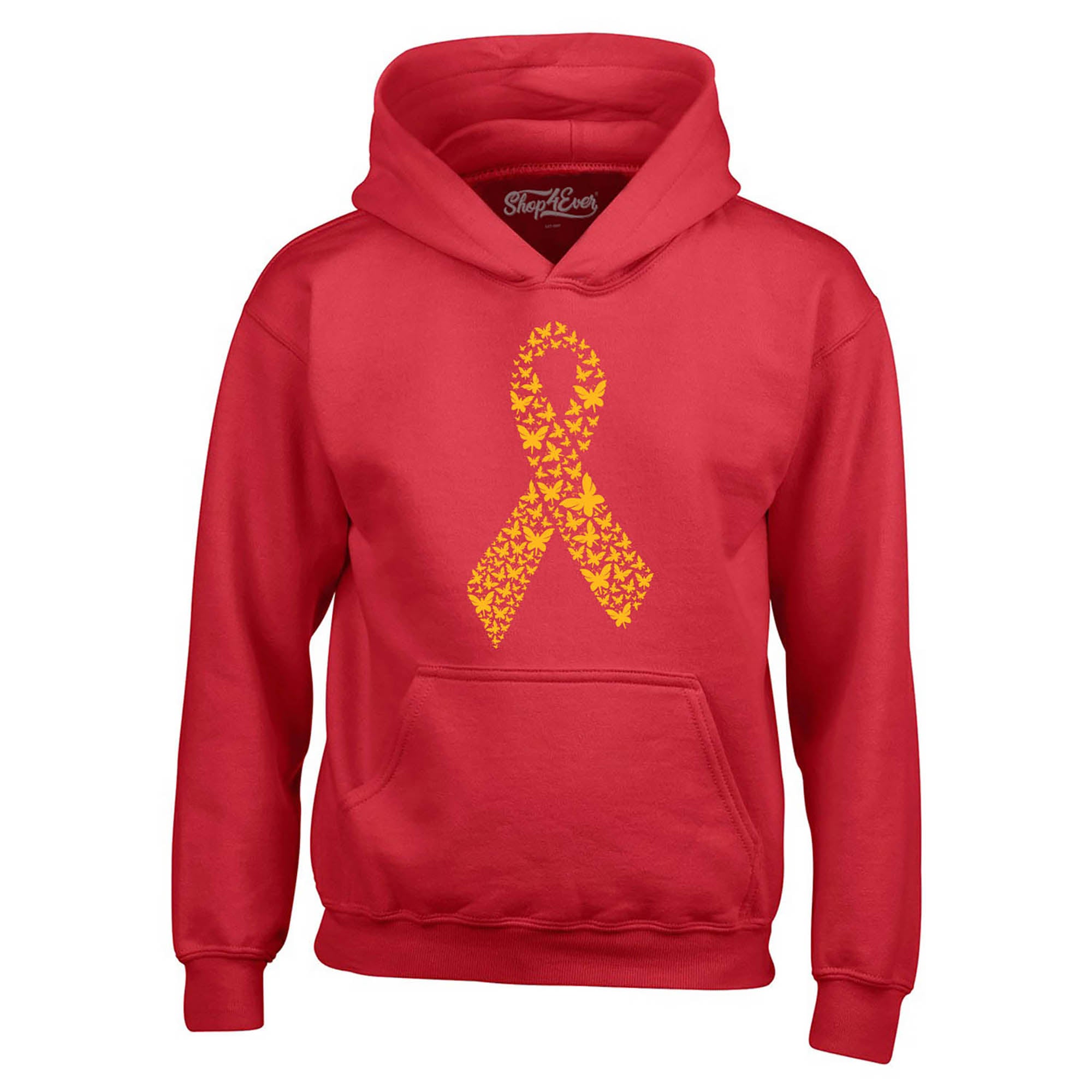 Gold Butterfly Ribbon Childhood Cancer Awareness Hoodie Sweatshirts