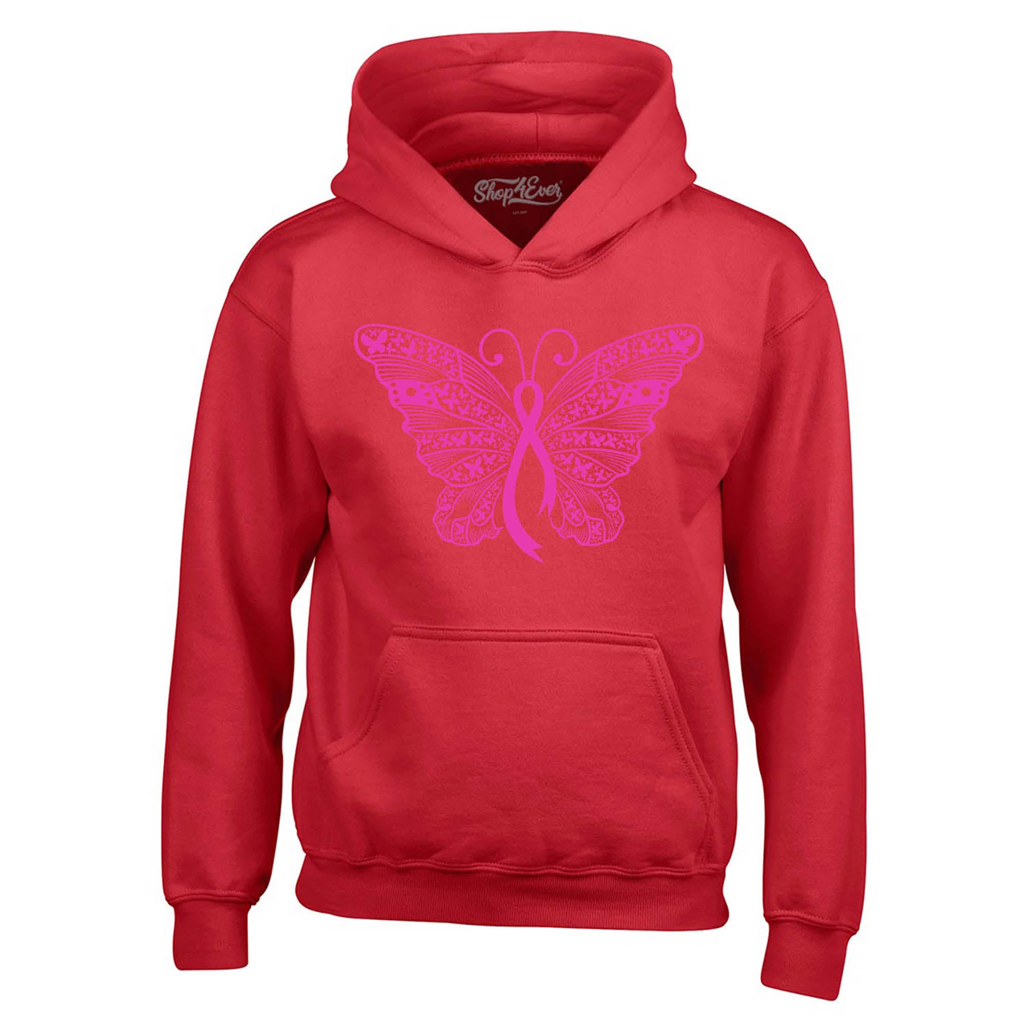 Pink Ribbon Butterfly Breast Cancer Awareness Hoodie Sweatshirts