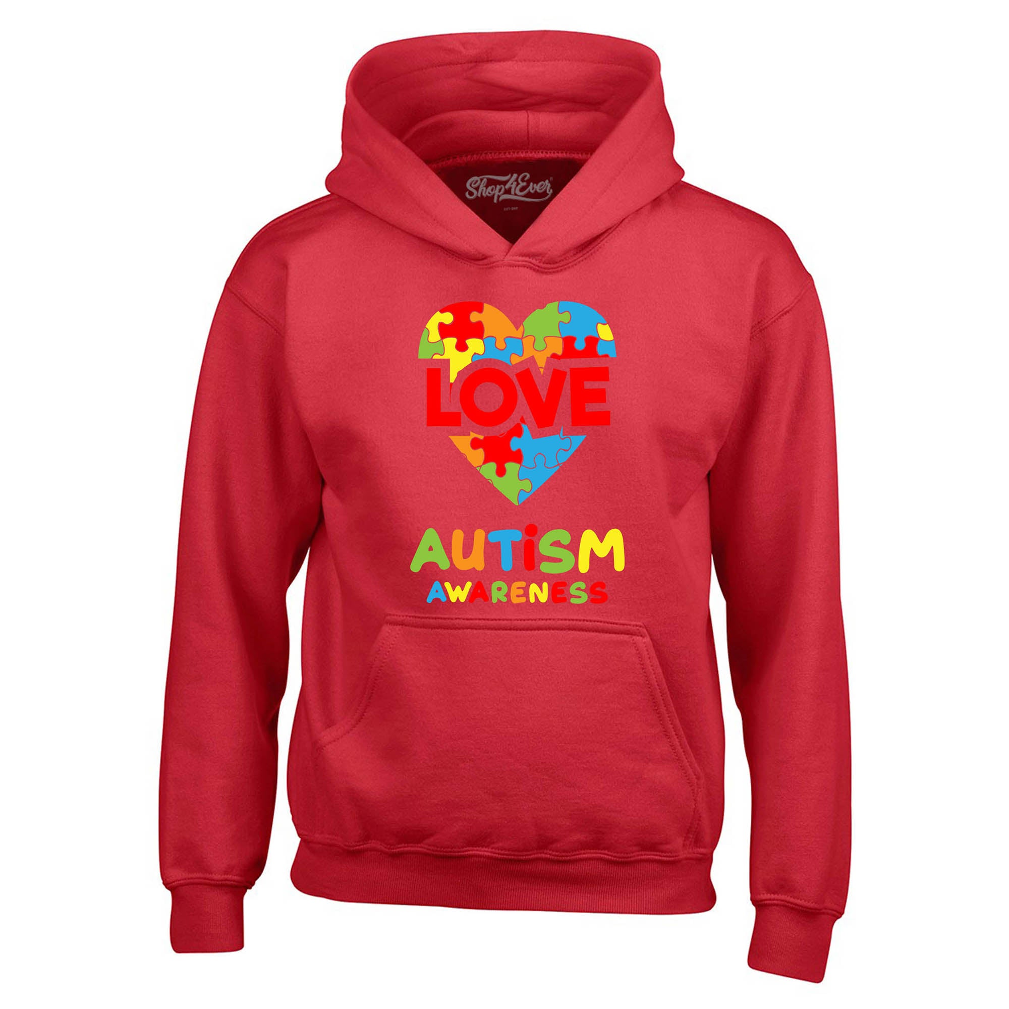 Autism Awareness Love with Puzzled Heart Hoodie Sweatshirts