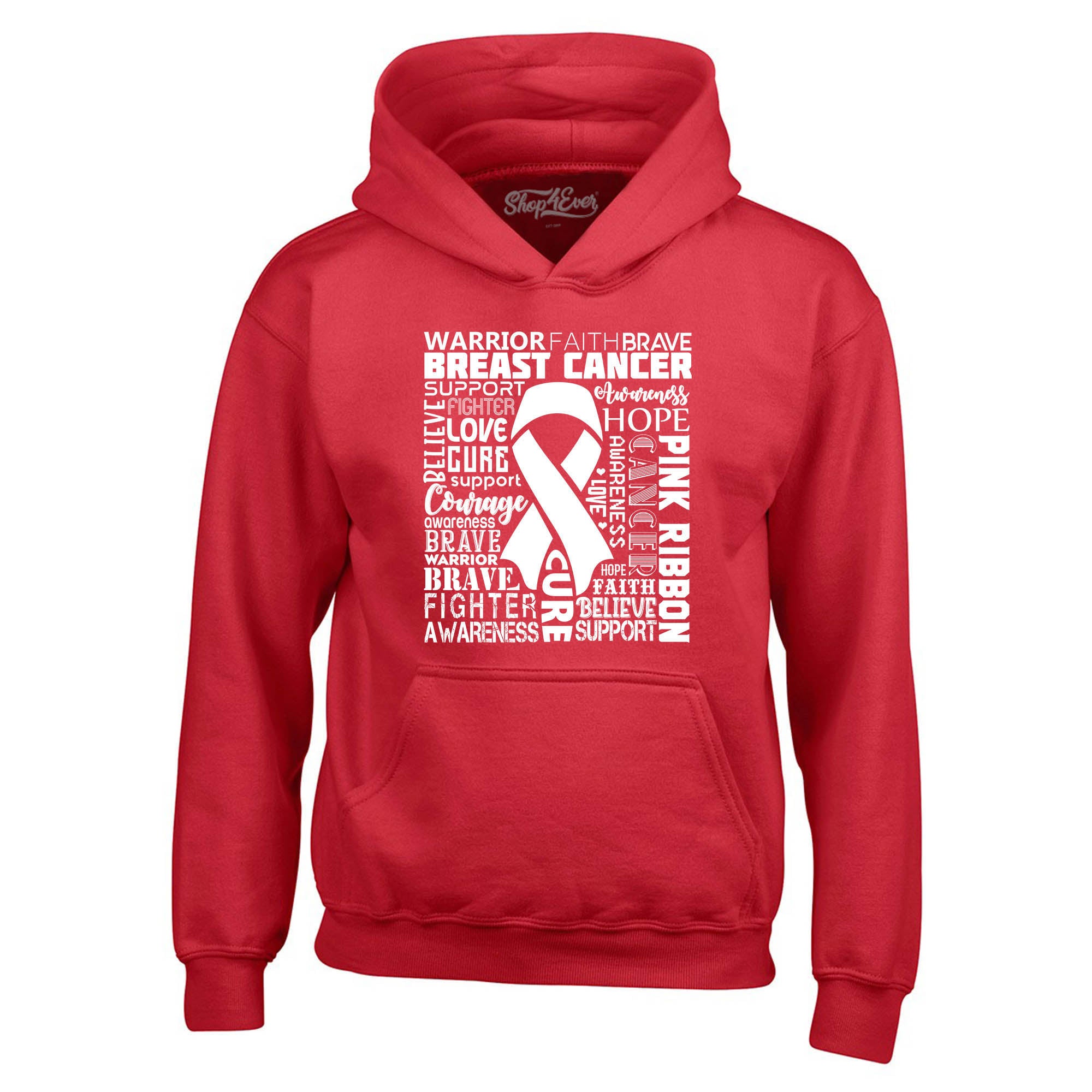 Breast Cancer Awareness White Ribbon Word Cloud Hoodie Sweatshirts