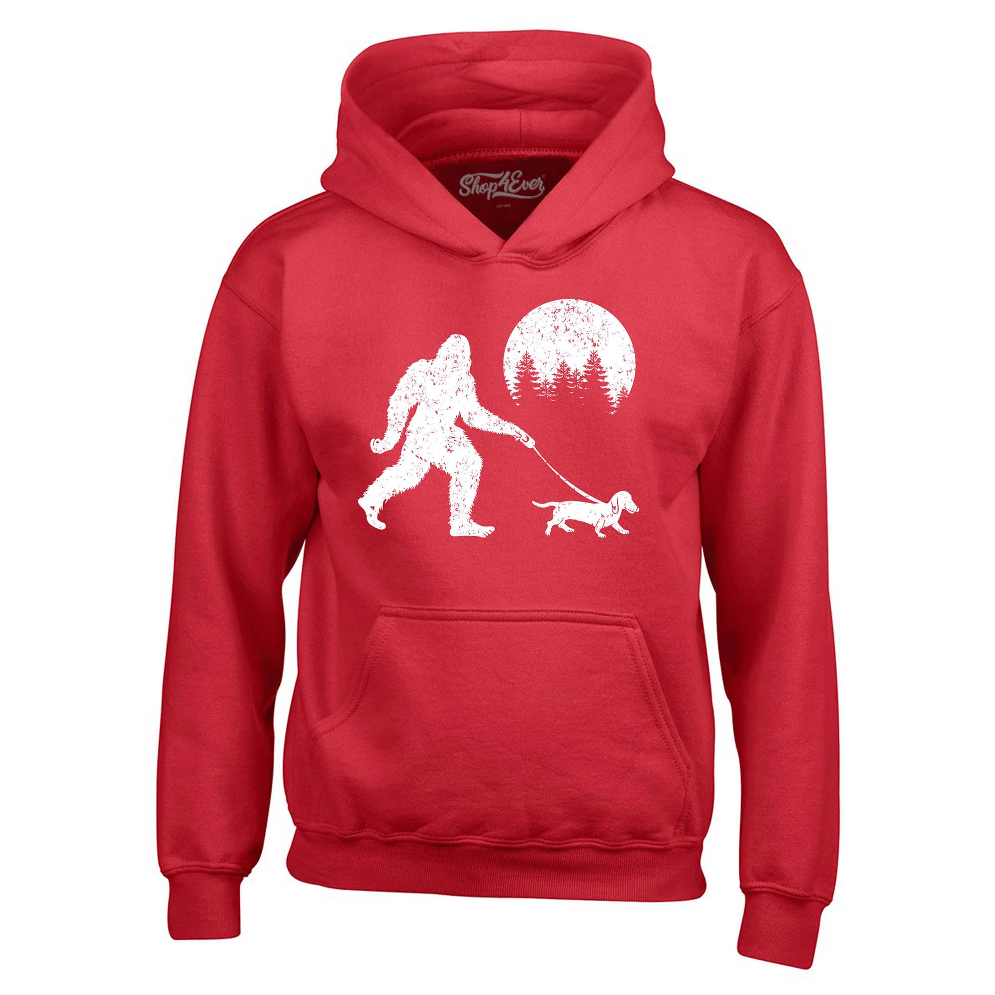 Bigfoot Walking Wiener Dog Funny Sasquatch Dachshund Hoodie Sweatshirts