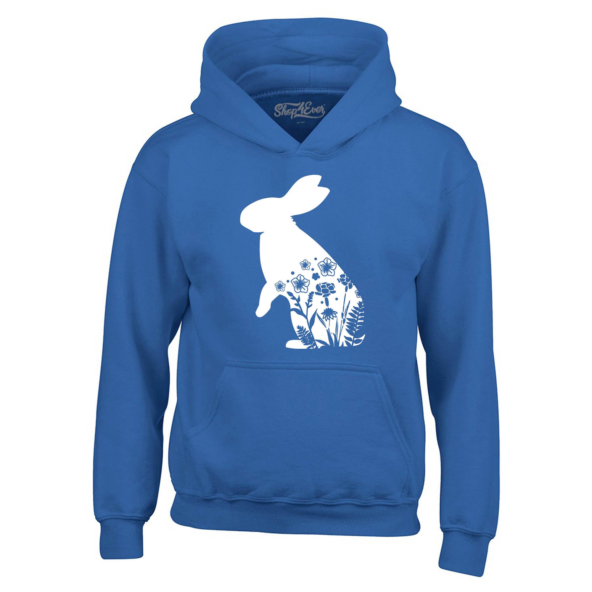 Floral Easter Bunny Rabbit with Spring Flowers Hoodie Sweatshirts
