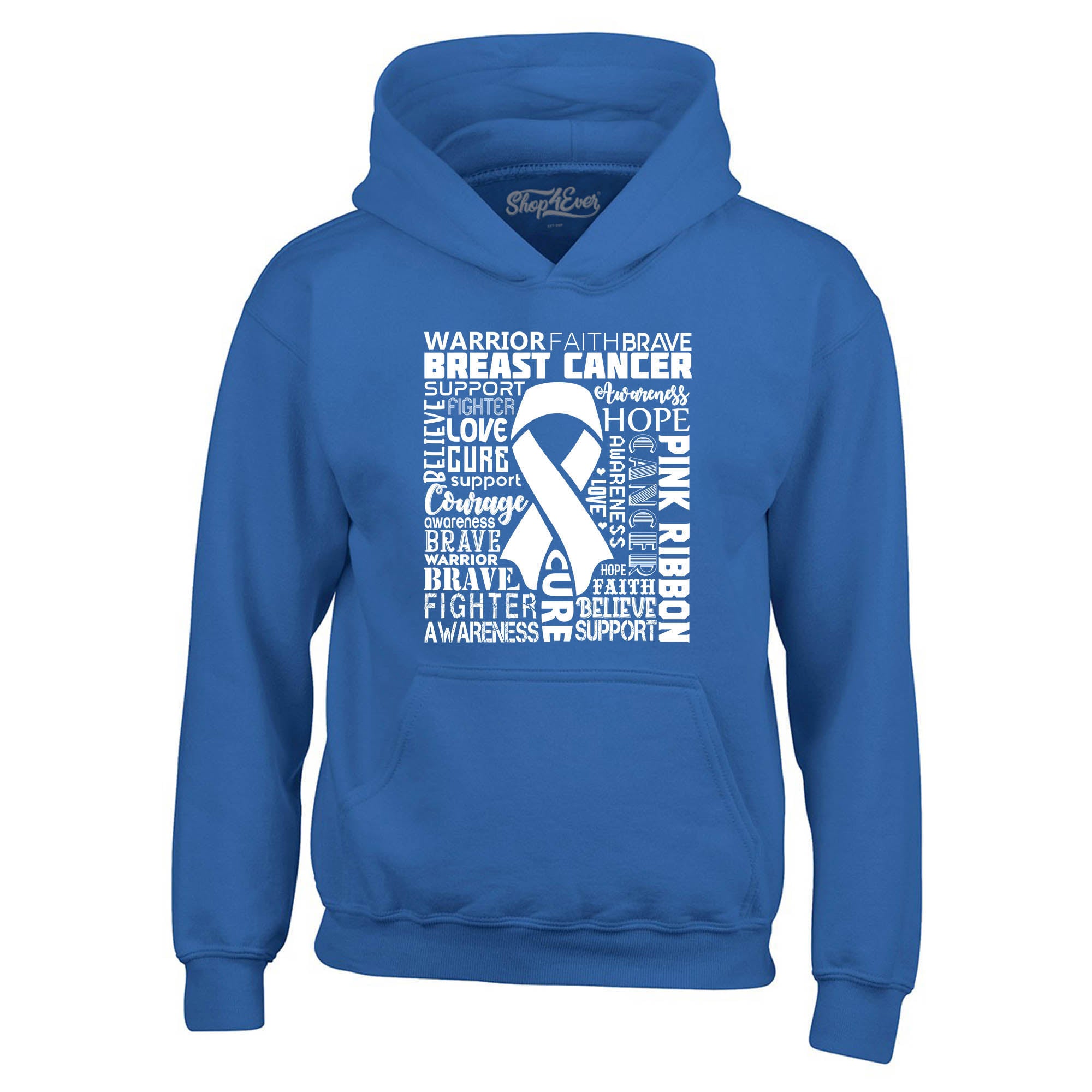 Breast Cancer Awareness White Ribbon Word Cloud Hoodie Sweatshirts