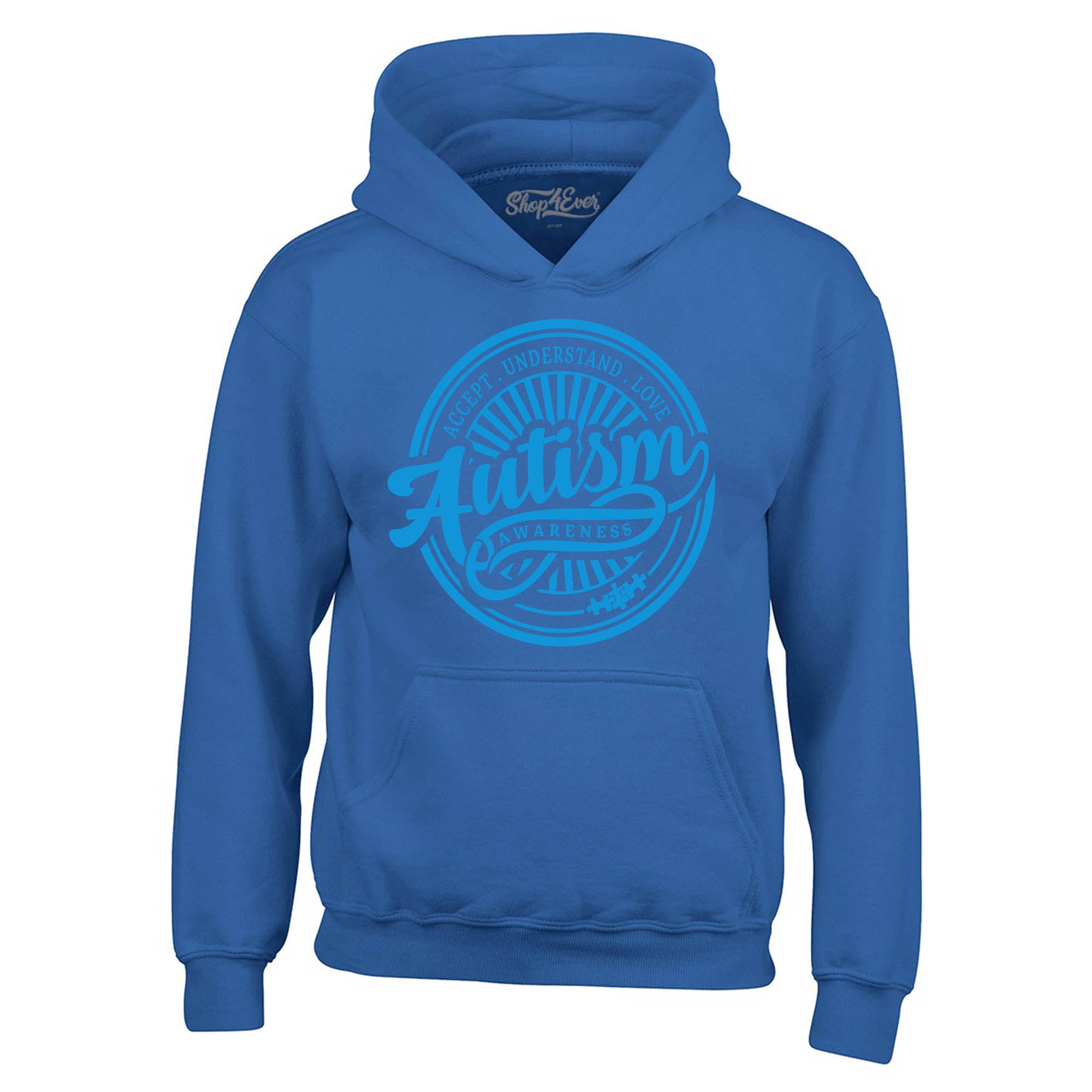 Autism Awareness Accept Understand Love Blue Circle Hoodie Sweatshirts