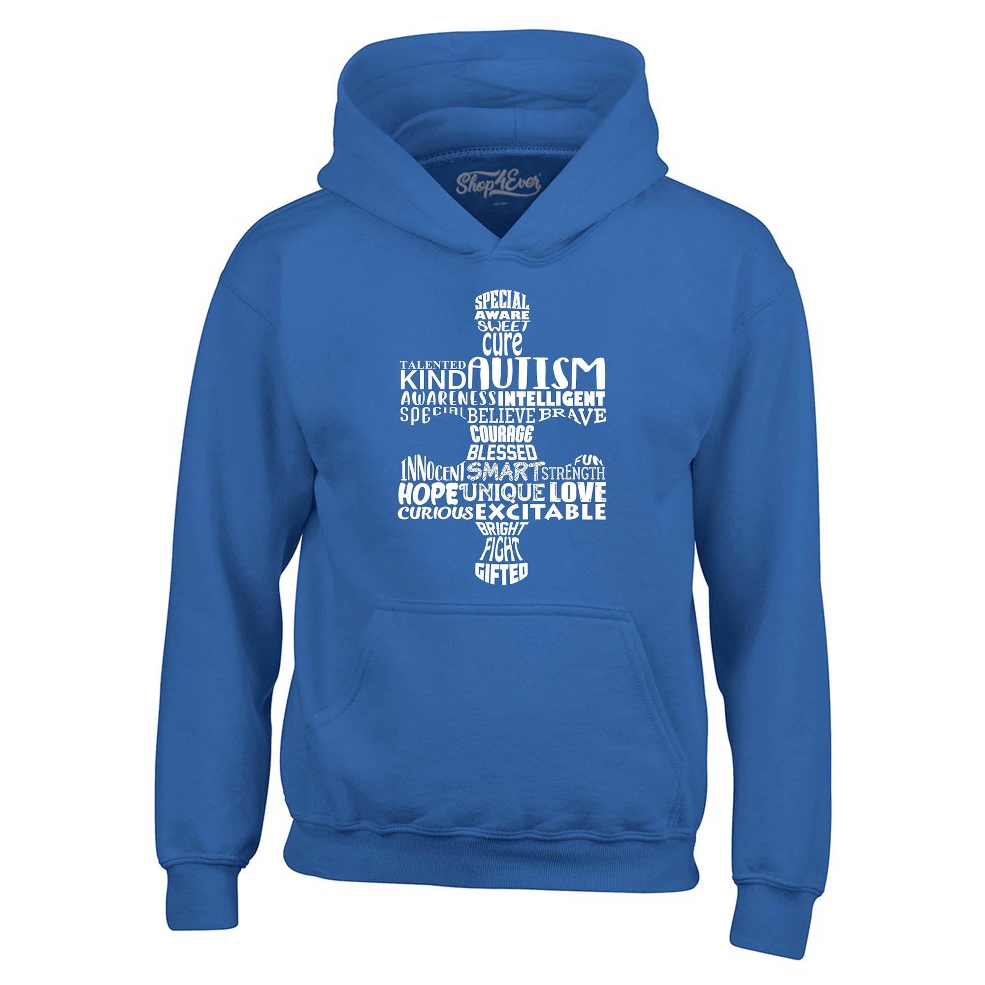 Puzzle Piece Word Cloud Autism Awareness Hoodie Sweatshirts