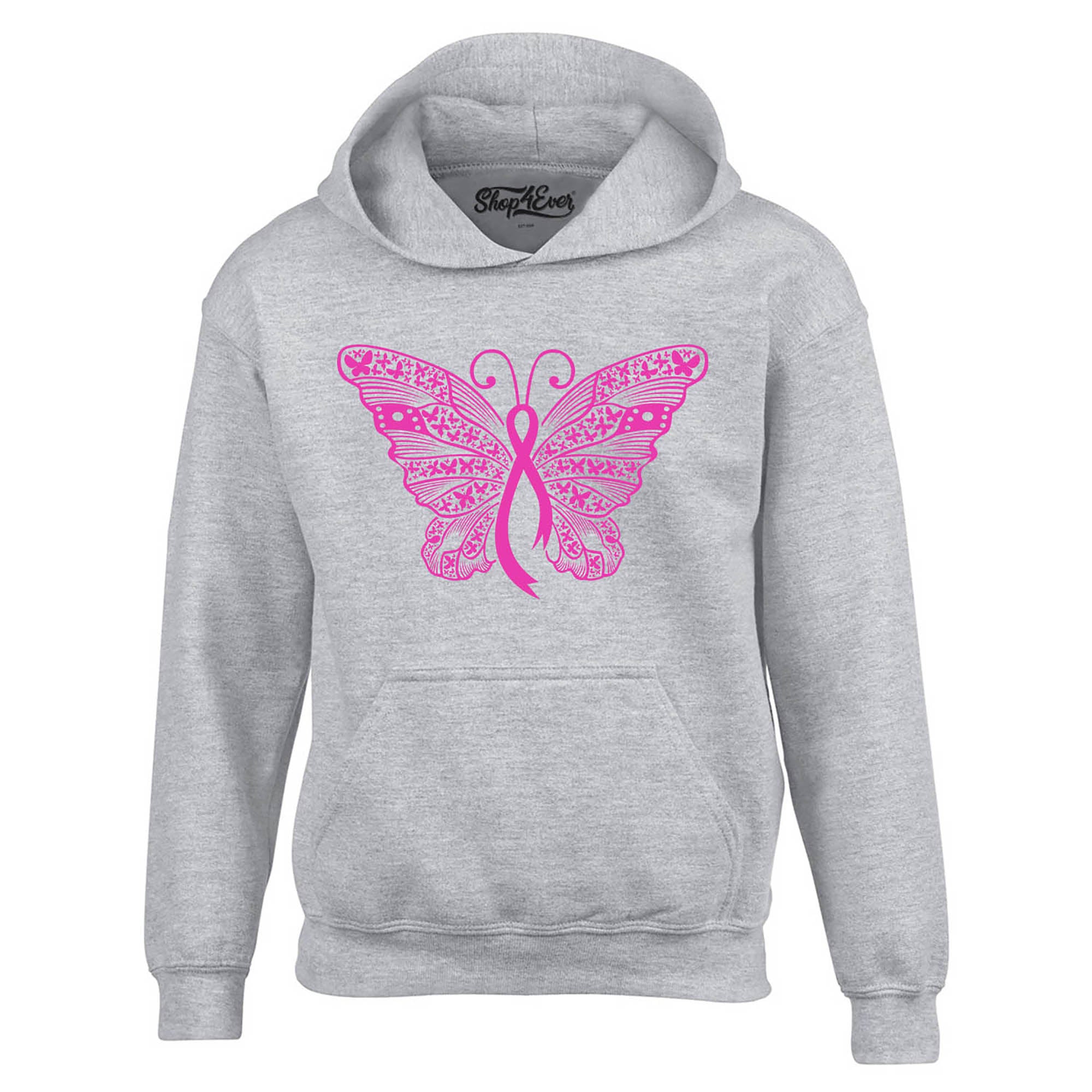 Pink Ribbon Butterfly Breast Cancer Awareness Hoodie Sweatshirts