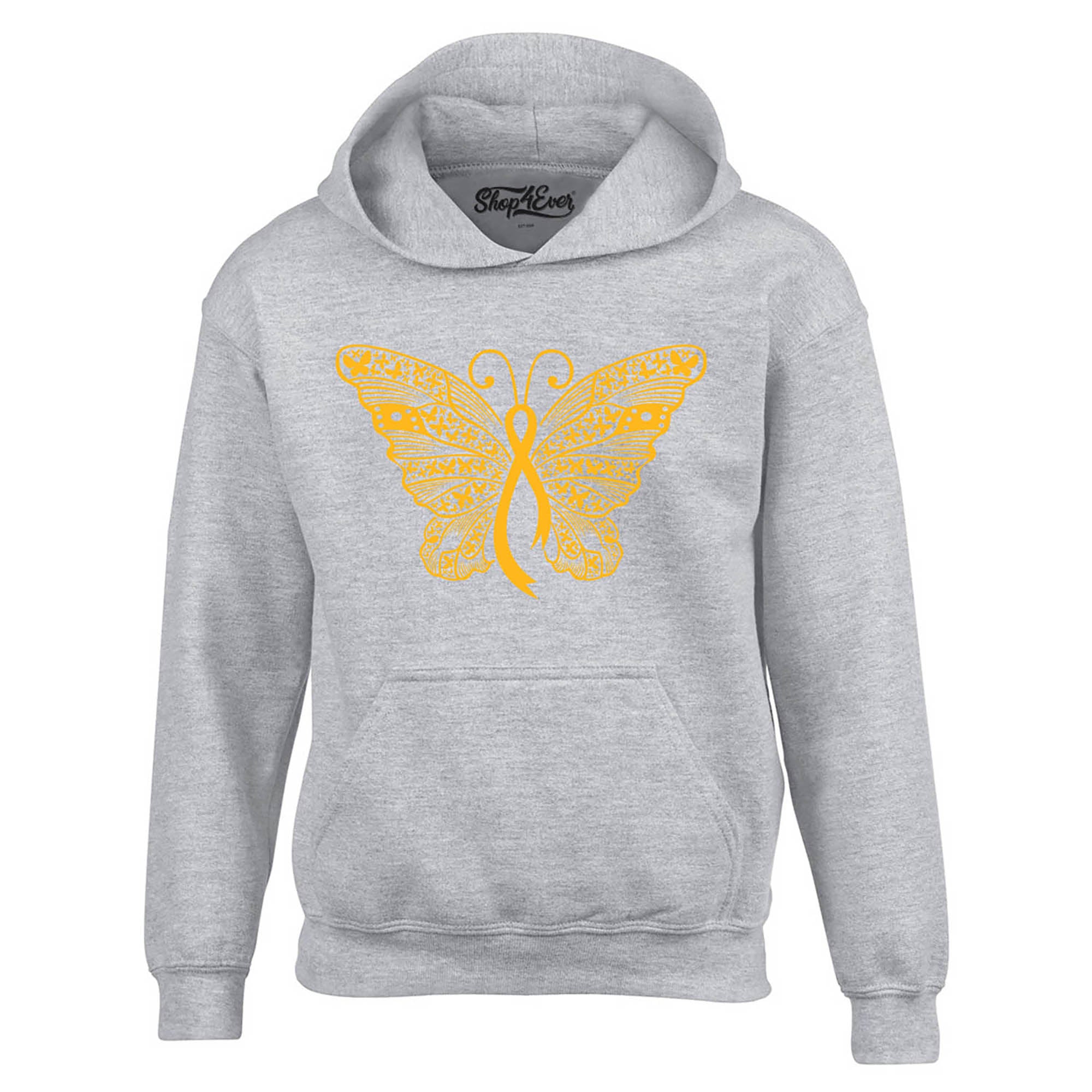 Gold Ribbon Butterfly Childhood Cancer Awareness Hoodie Sweatshirts