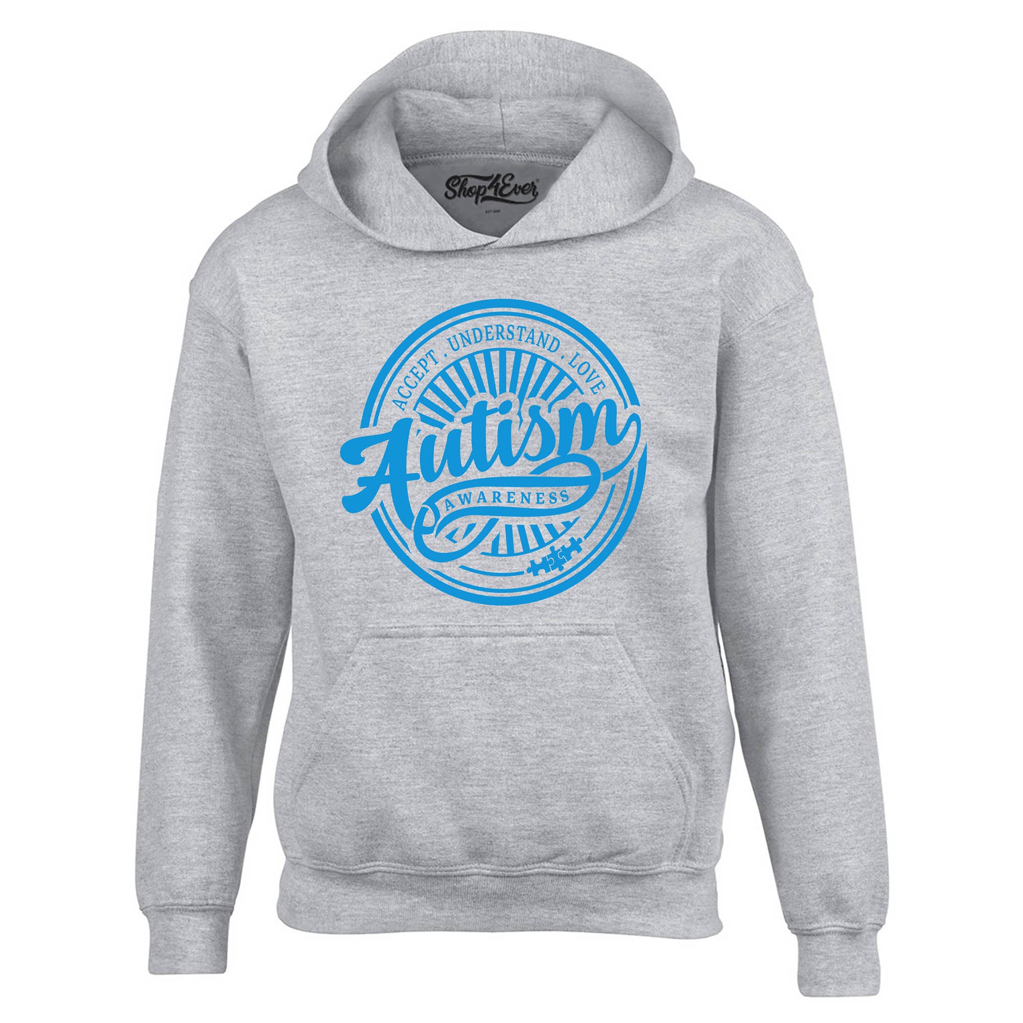 Autism Awareness Accept Understand Love Blue Circle Hoodie Sweatshirts