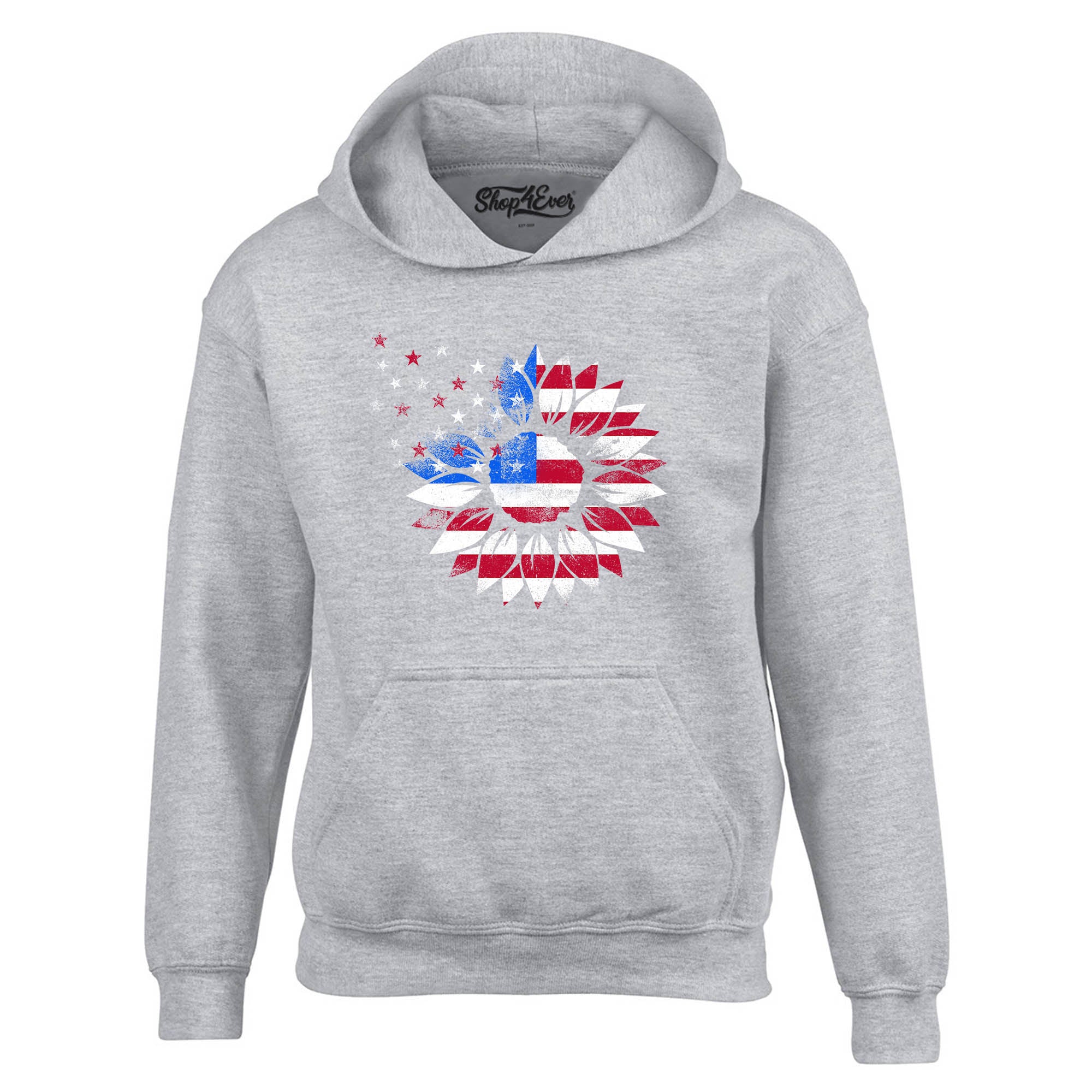 American Flag Sunflower Flower Star 4th of July Hoodie Sweatshirts