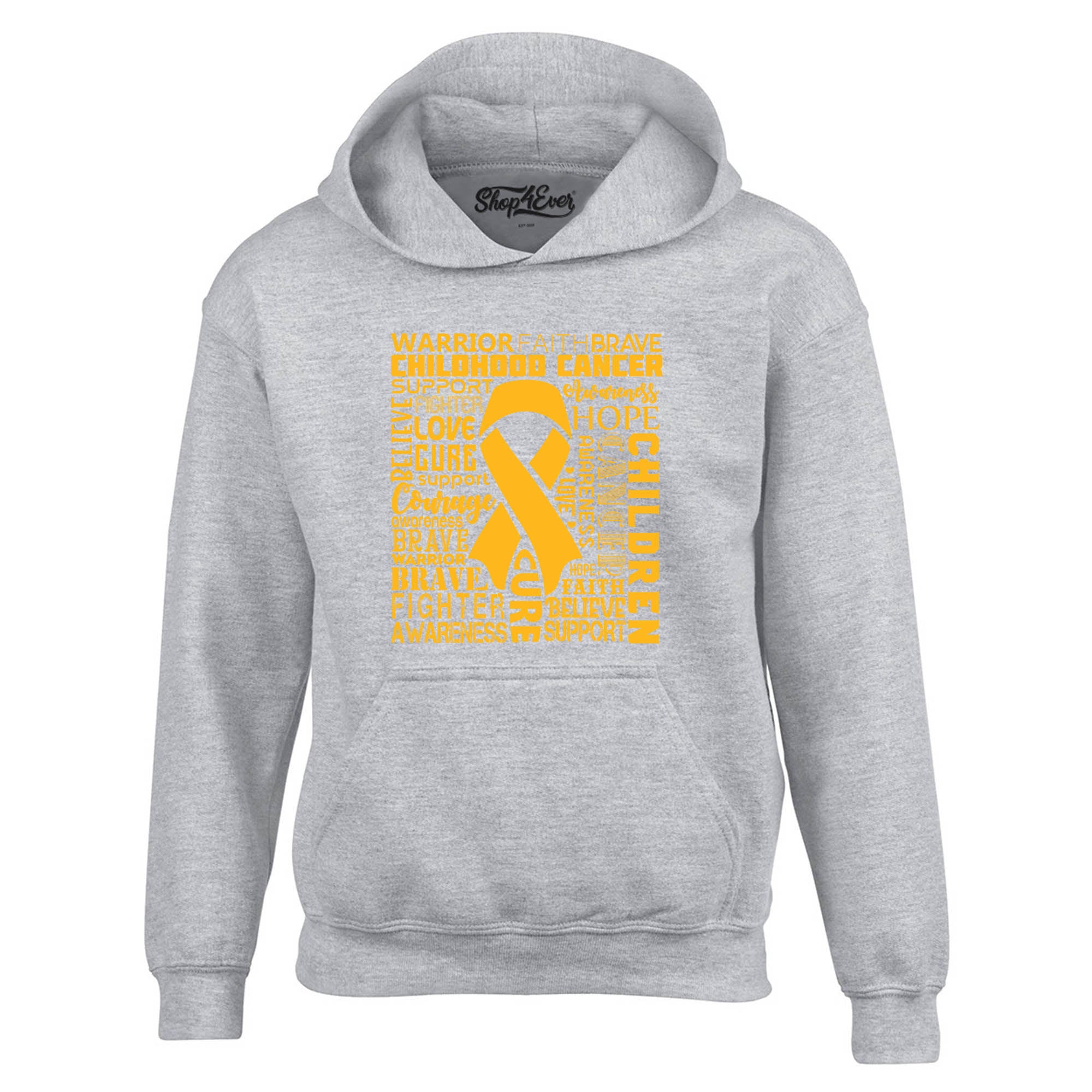 Childhood Cancer Awareness Gold Ribbon Word Cloud Hoodie Sweatshirts