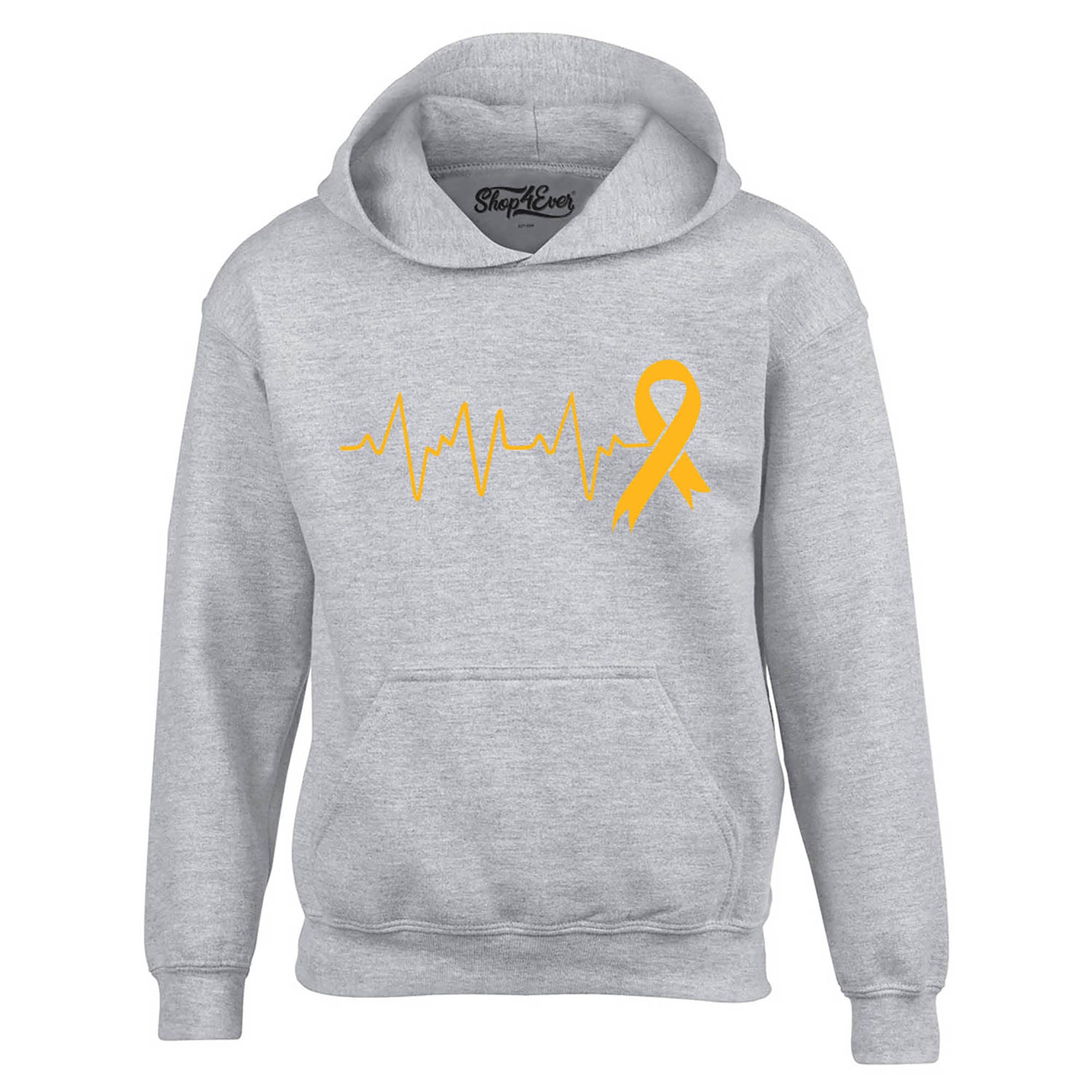 Heartbeat Gold Ribbon Childhood Cancer Awareness Hoodie Sweatshirts