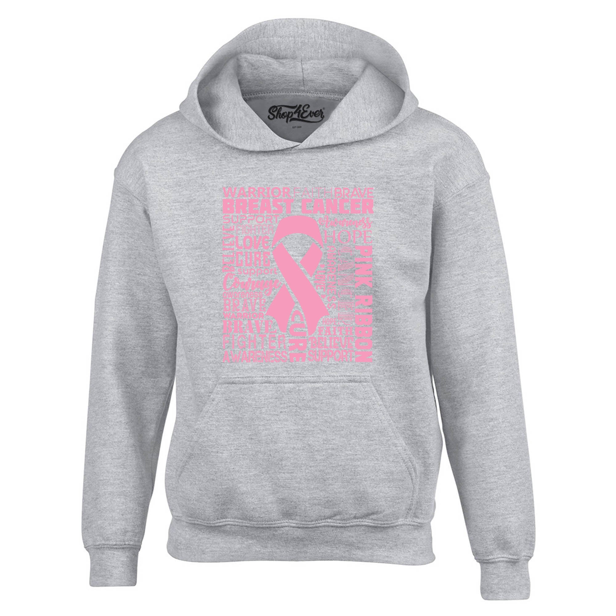 Breast Cancer Awareness Pink Ribbon Word Cloud Hoodie Sweatshirts