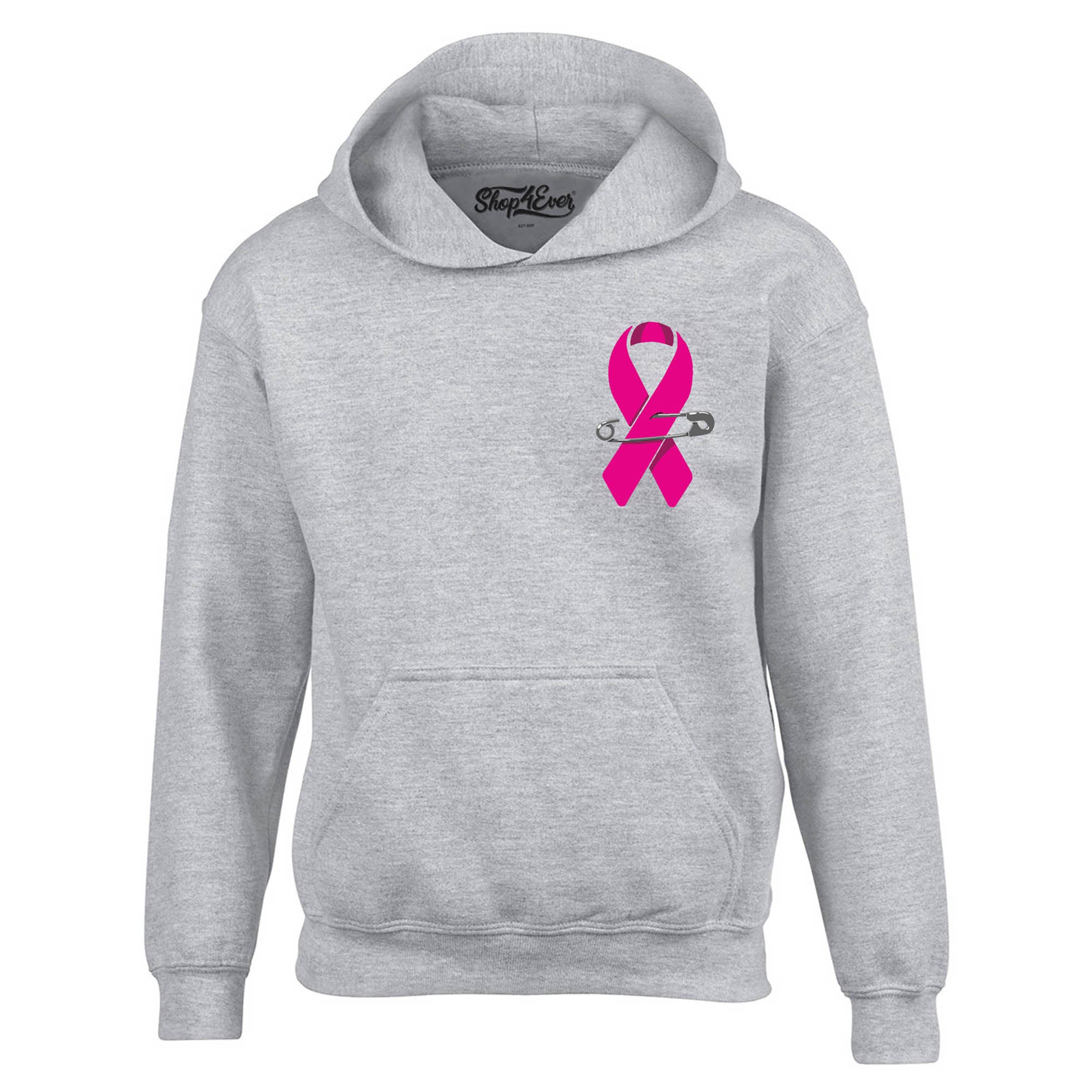 Pink Breast Cancer Ribbon Pin Support Awareness Hoodie Sweatshirts