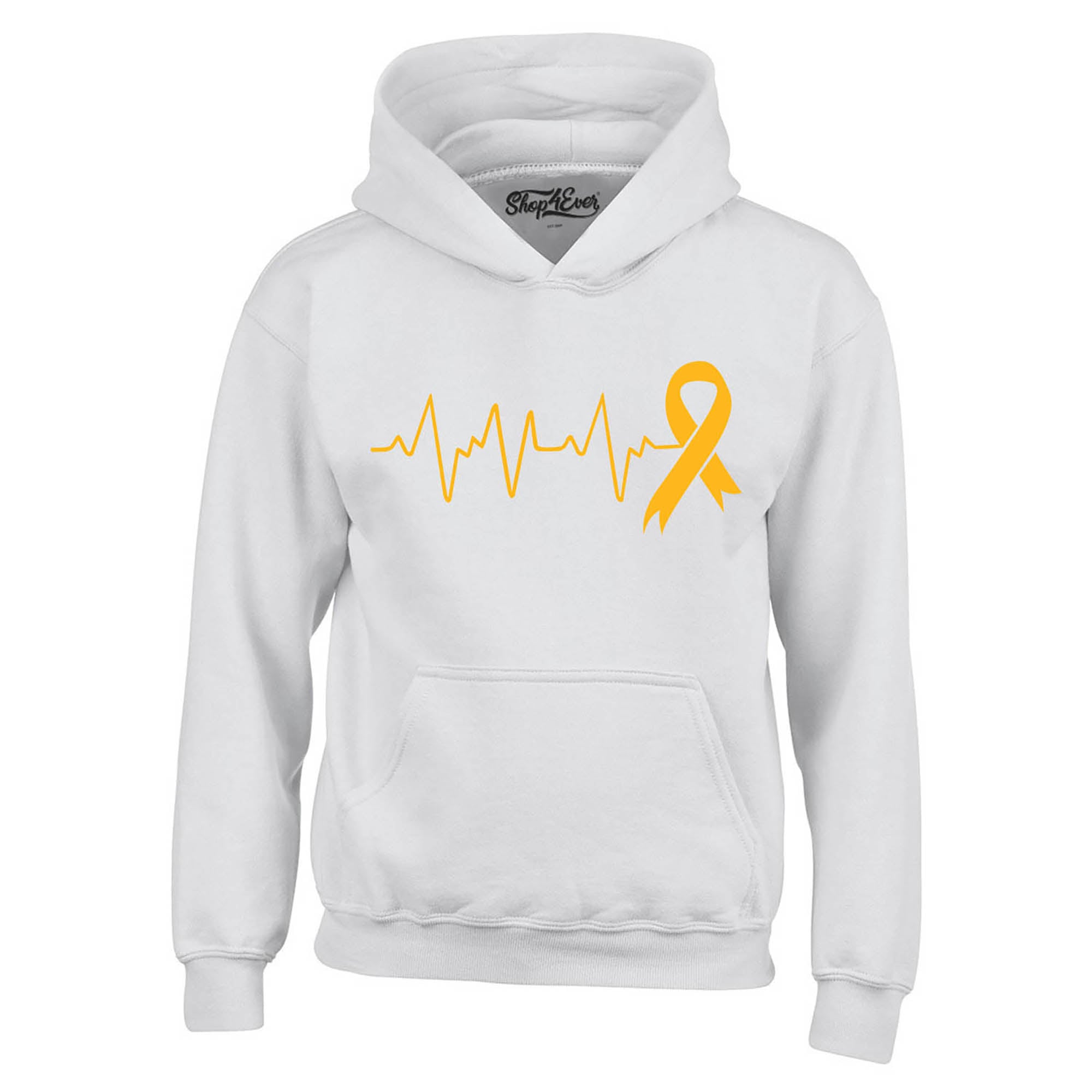 Heartbeat Gold Ribbon Childhood Cancer Awareness Hoodie Sweatshirts
