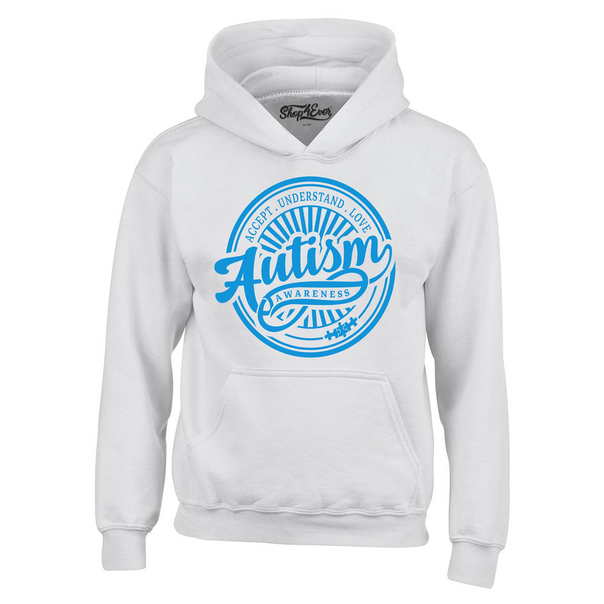 Autism Awareness Accept Understand Love Blue Circle Hoodie Sweatshirts