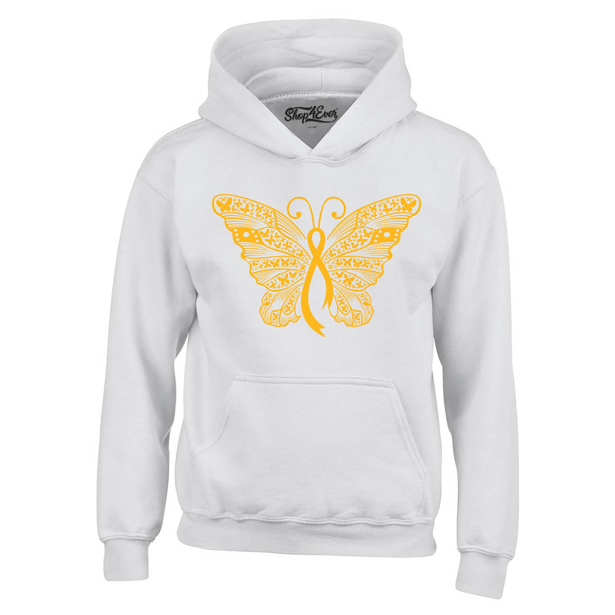 Gold Ribbon Butterfly Childhood Cancer Awareness Hoodie Sweatshirts