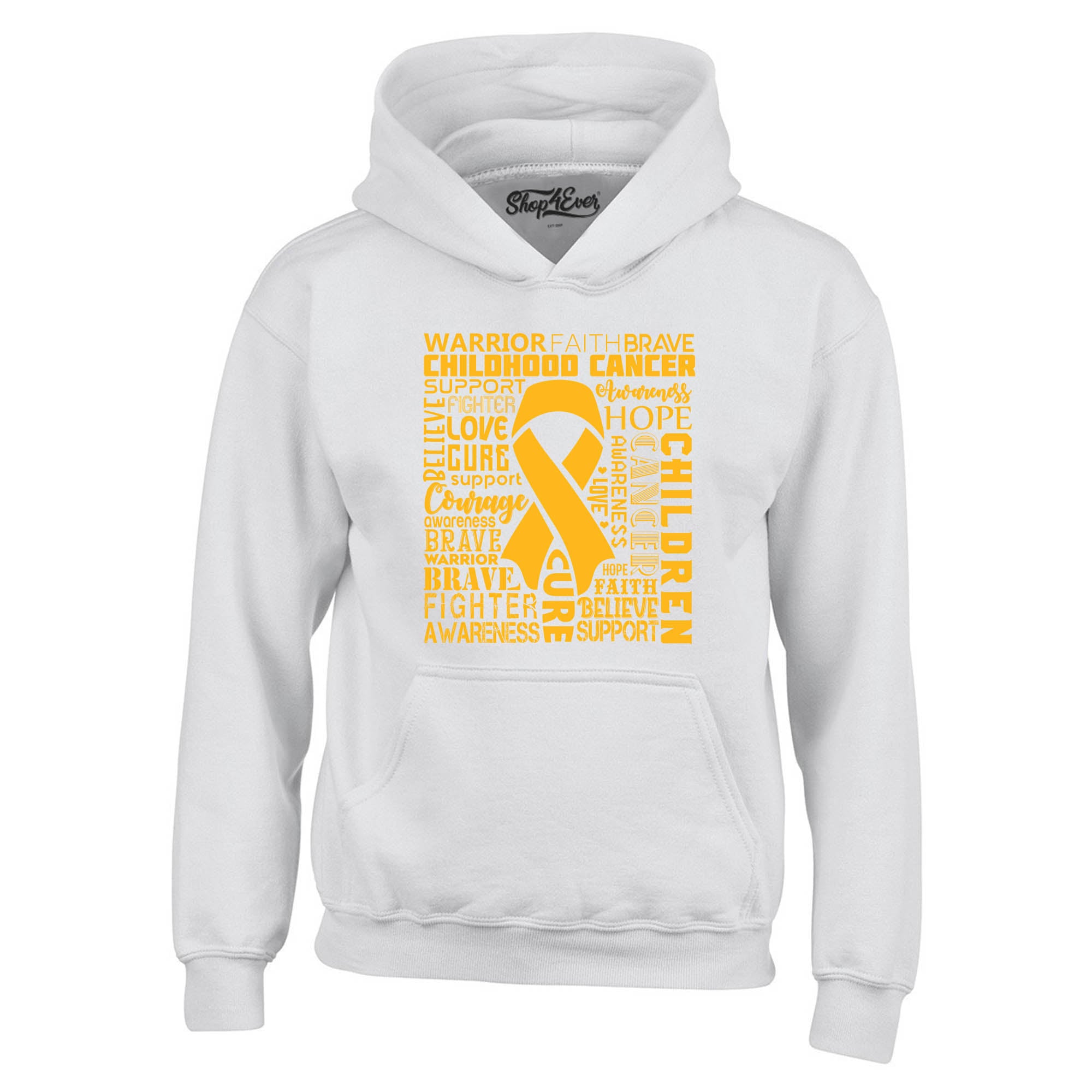 Childhood Cancer Awareness Gold Ribbon Word Cloud Hoodie Sweatshirts
